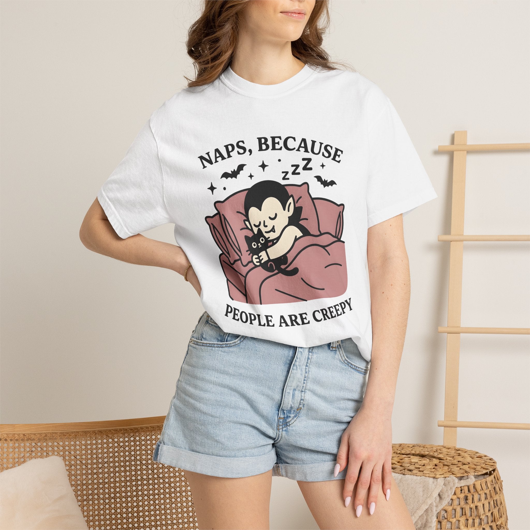 Vampire Cat Shirt Halloween Gothic Gift Women Cartoon Tee Cat T-Shirt Horror Fan Comic Tshirt Dark Graphic Retro Bats Tshirt