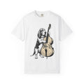 Basset Hound Shirt Dog Music Gift Women Hand Drawn Tee Hound Dog T-Shirt Dog Fan Illustrated Graphic Tshirt Vintage Upright Bass Tshirt