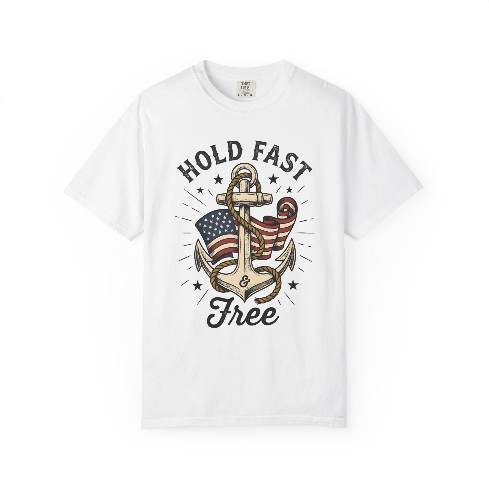 Anchor Flag Shirt America Nautical Gift Women Vintage Tee Flag T-Shirt Patriot Fan Retro Tshirt Maritime Graphic Hand Drawn Rope Tshirt