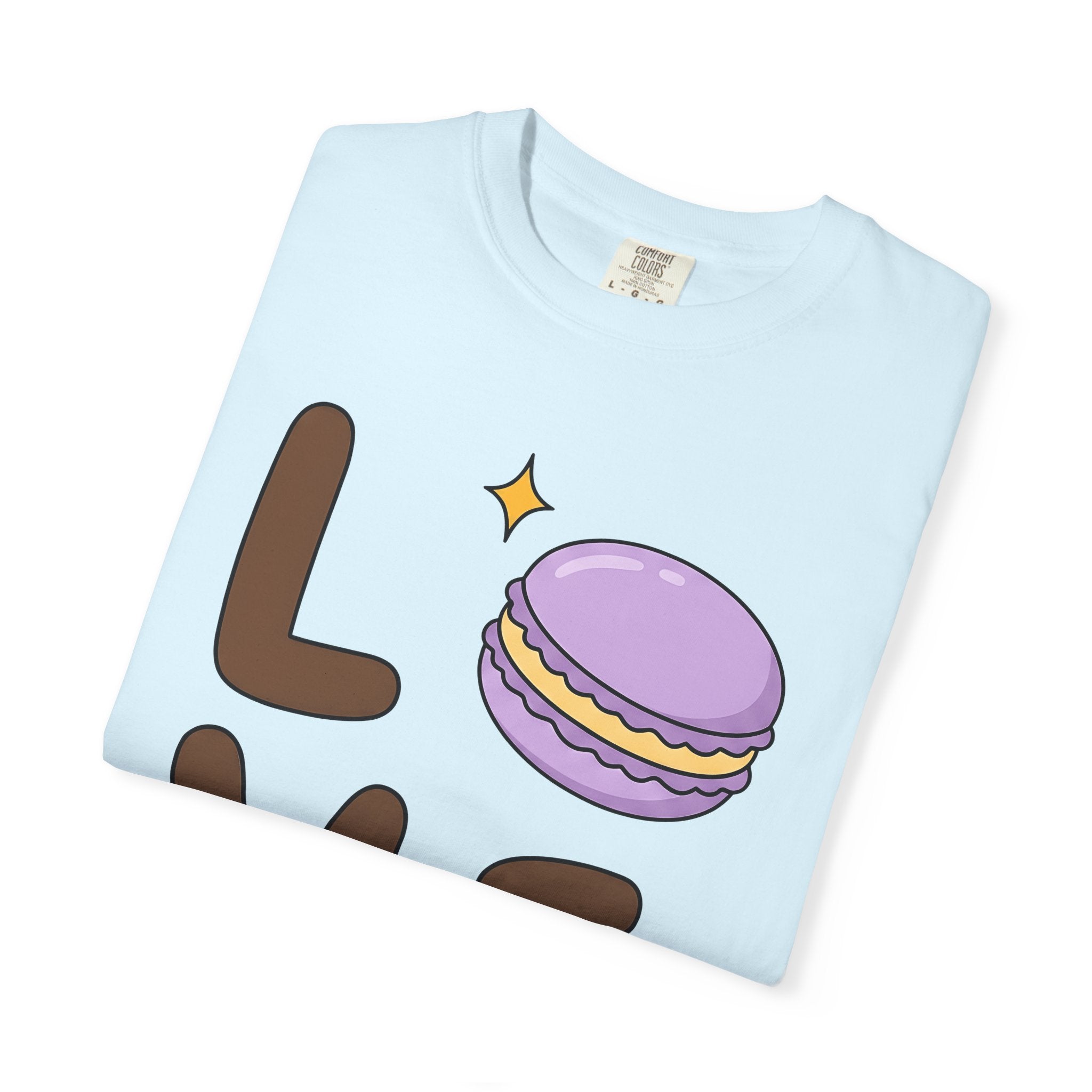 Macaron Illustration Shirt Desserts Gastronomy Gift Women Adorable Tee Macaron T-Shirt Pastry Fan Cute Tshirt Food Graphic Animated Shimmer