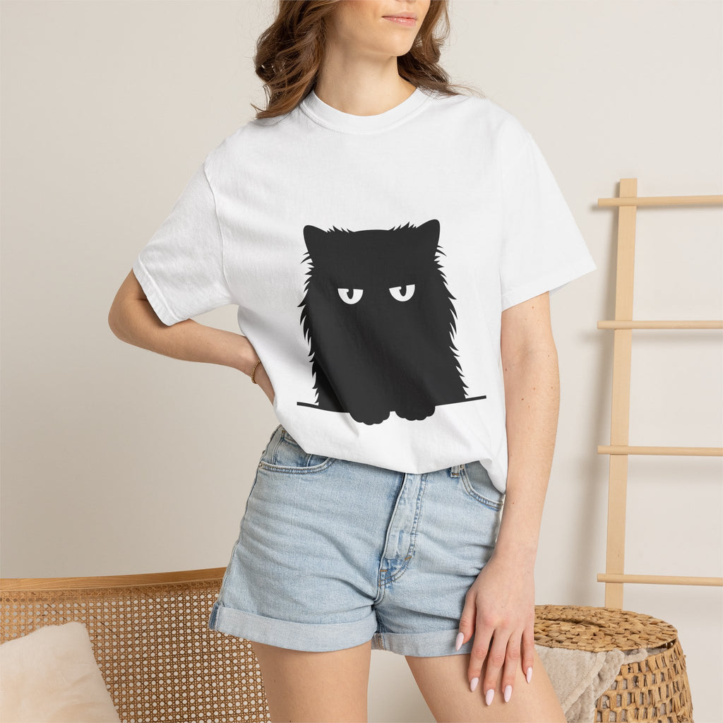 Soft Black Feline Shirt Cat Creature Gift Women Sleek Tee Cat T-Shirt Kitty Fan Feline Tshirt Animal Graphic Trendy Whisker Lines Tshirt