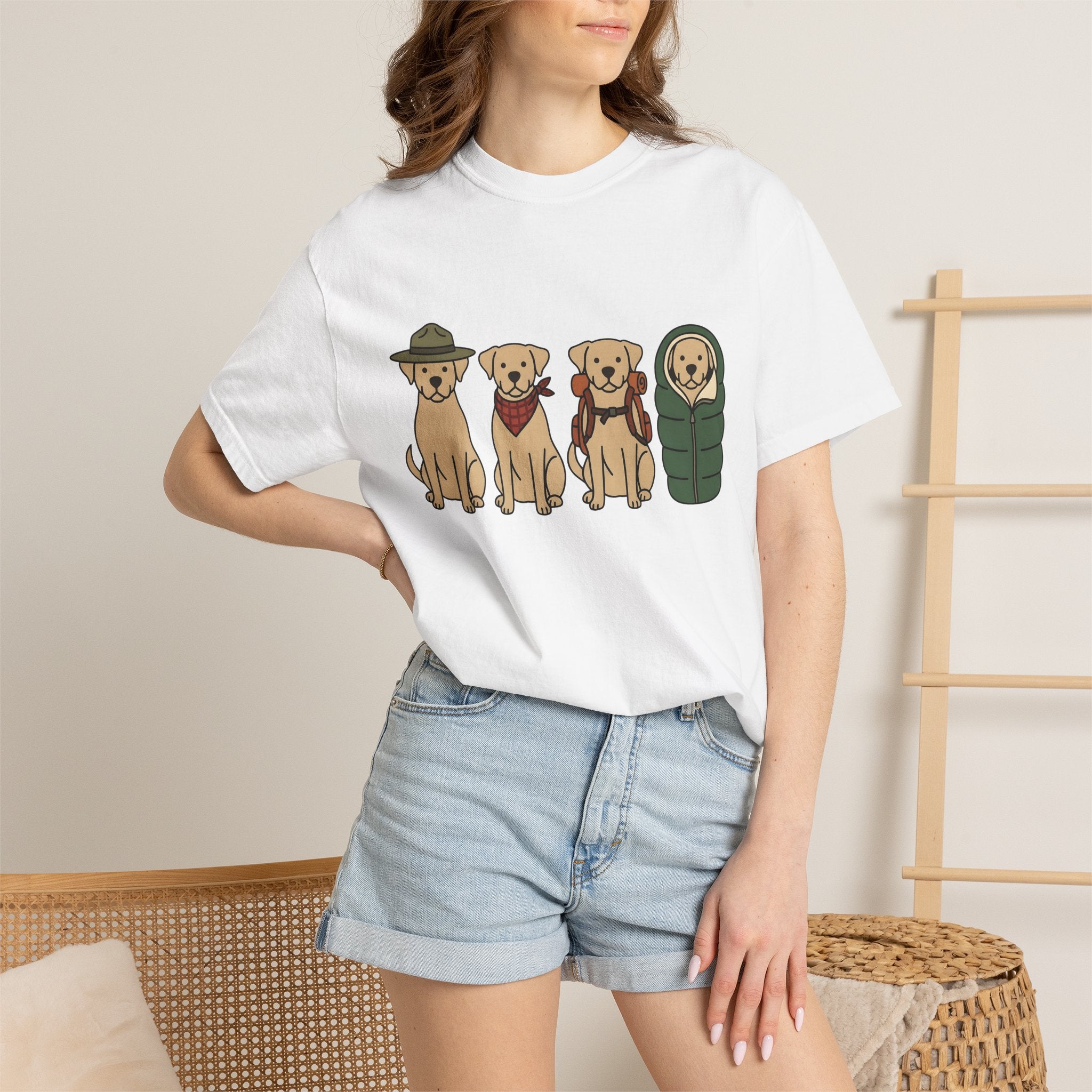 Labrador Retrievers Shirt Dog Hiking Gift Women Caricature Tee Labrador T-Shirt Dog Fan Cartoon Tshirt Trekking Graphic Clean Camping