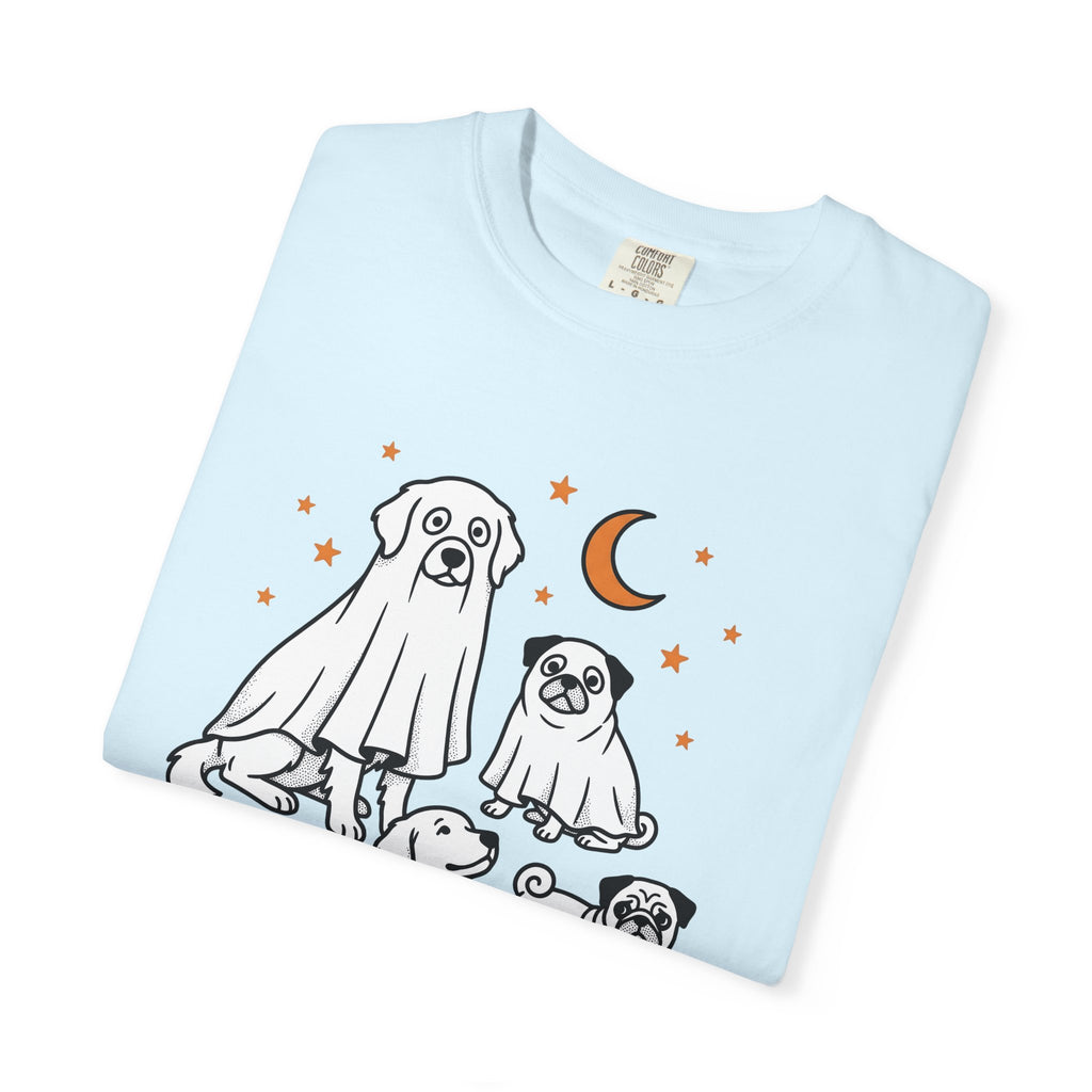 Canine Specter Art Shirt Halloween Puppy Gift Women Caricature Tee Dog Spirit T-Shirt Horror Fan Ghost Tshirt Puppy Graphic Line Art Squash