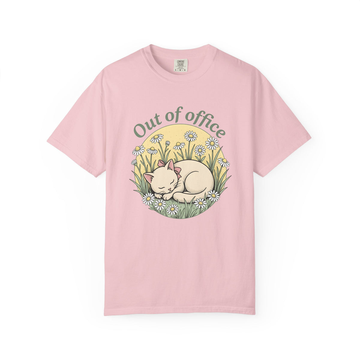 Dozing Cat Shirt Cat Blossoms Gift Women Rustic Tee Kitten T-Shirt Cat Fan Feline Tshirt Floral Graphic Cartoon Spring Flowers Tshirt