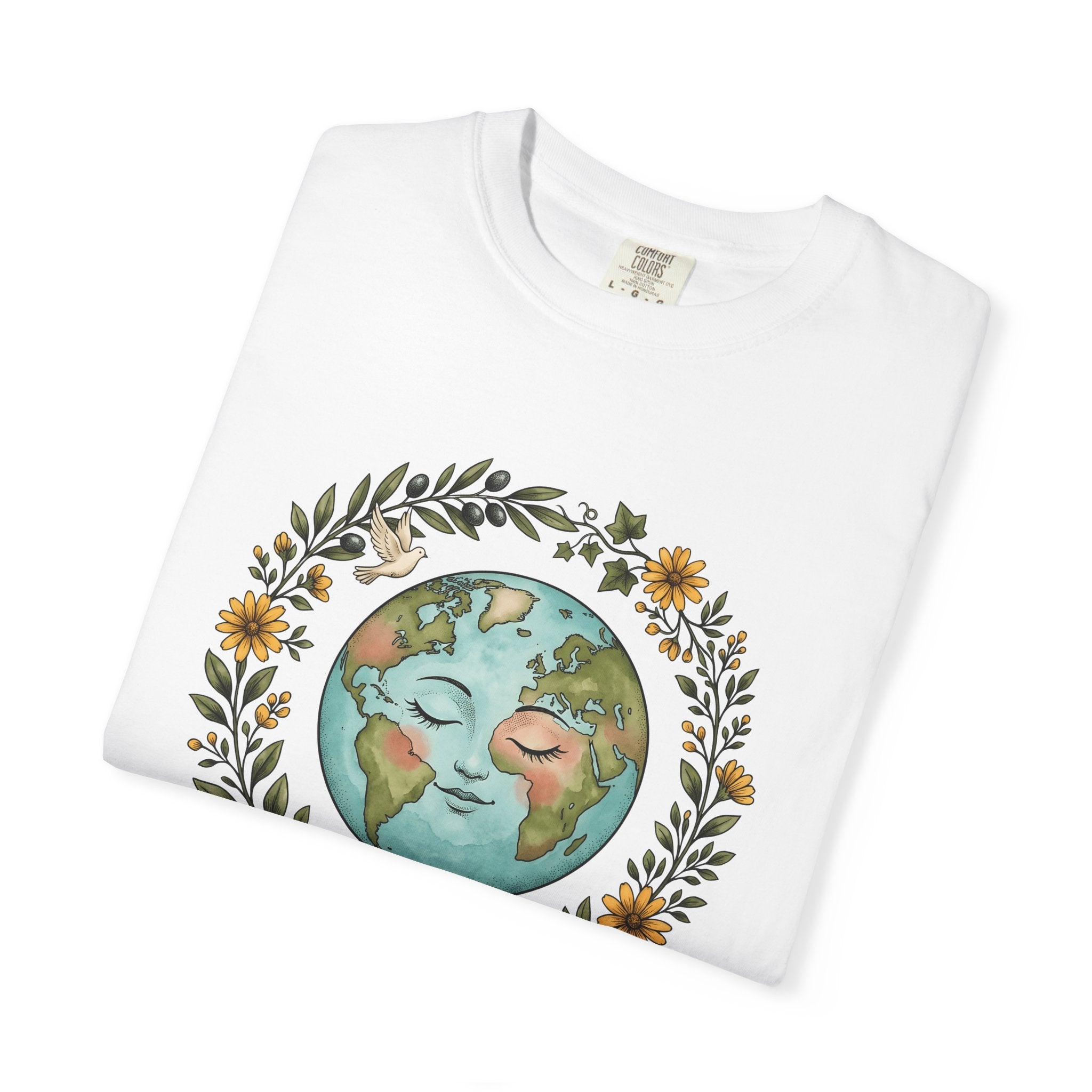 Planet Face Shirt Boho Chic Environment Gift Women Brushstroke Tee World T-Shirt Bohemian Fan Painted Tshirt Ecological Graphic Doodle