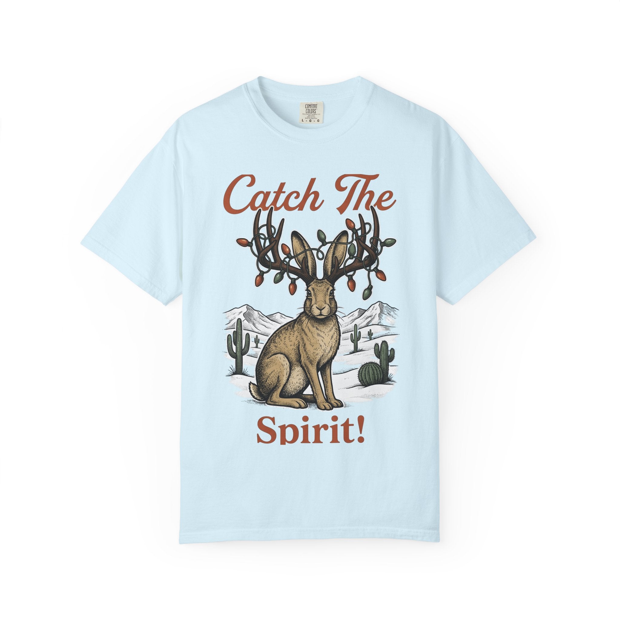 Antler Rabbit Graphic Shirt Christmas Fauna Gift Women Retro Tee Hare T-Shirt Xmas Fan Vintage Tshirt Wildlife Graphic Doodle String Lights