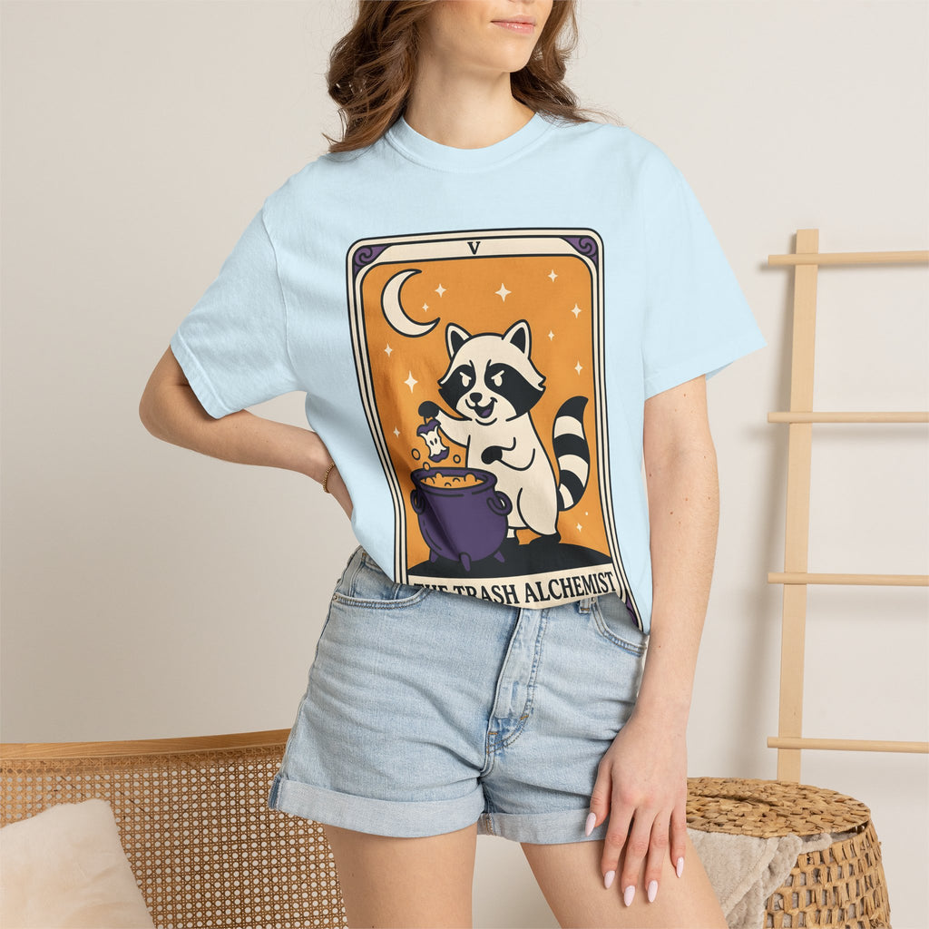 Raccoon Cauldron Shirt Boho Chic Critters Gift Women Sketch Tee Witch Cauldron T-Shirt Bohemian Fan Witchy Tshirt Creature Graphic Old