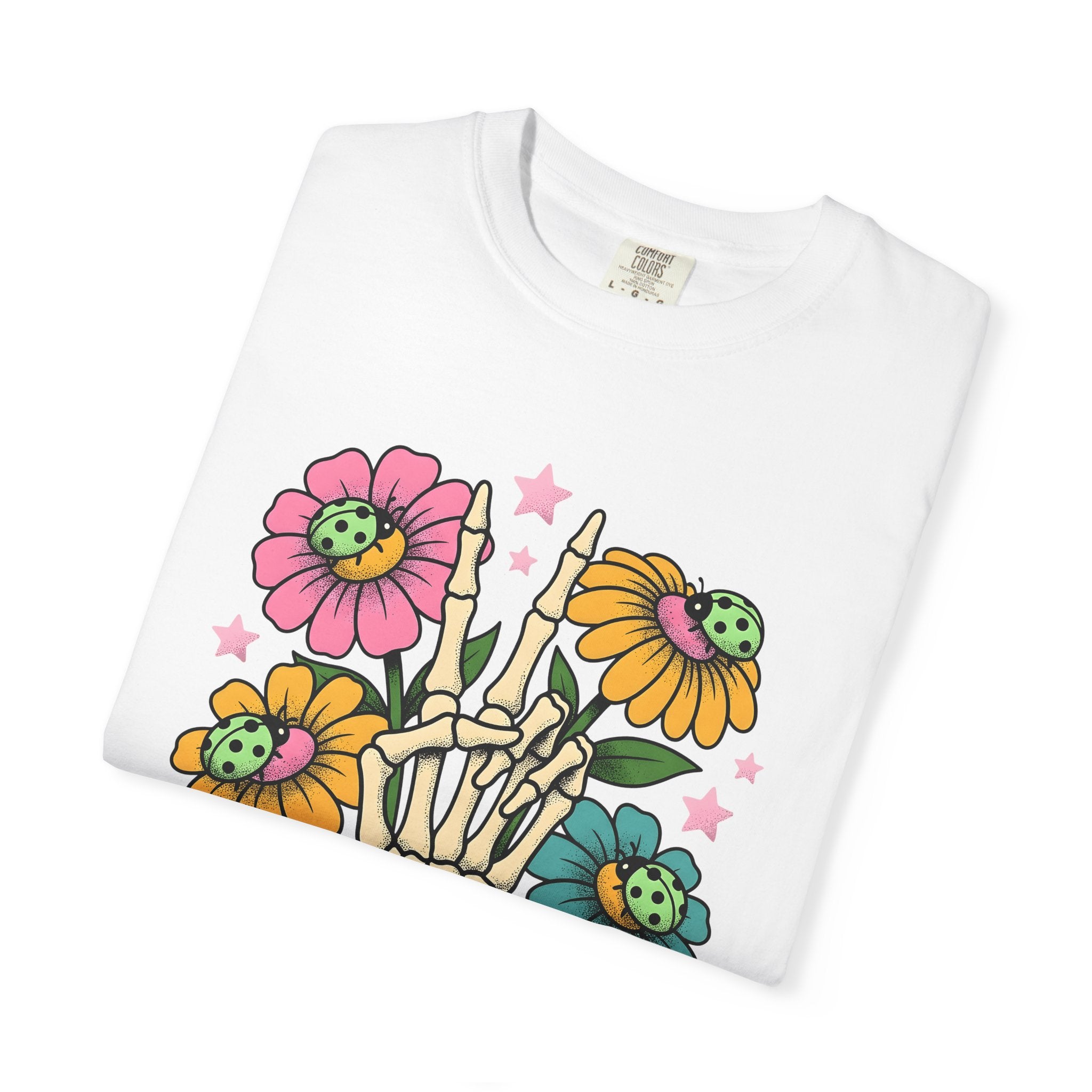 Bone Hand Petals Shirt Cottagecore Alternative Gift Women Line Art Tee Skeleton Hand T-Shirt Rustic Fan Minimalist Tshirt Gothic Graphic