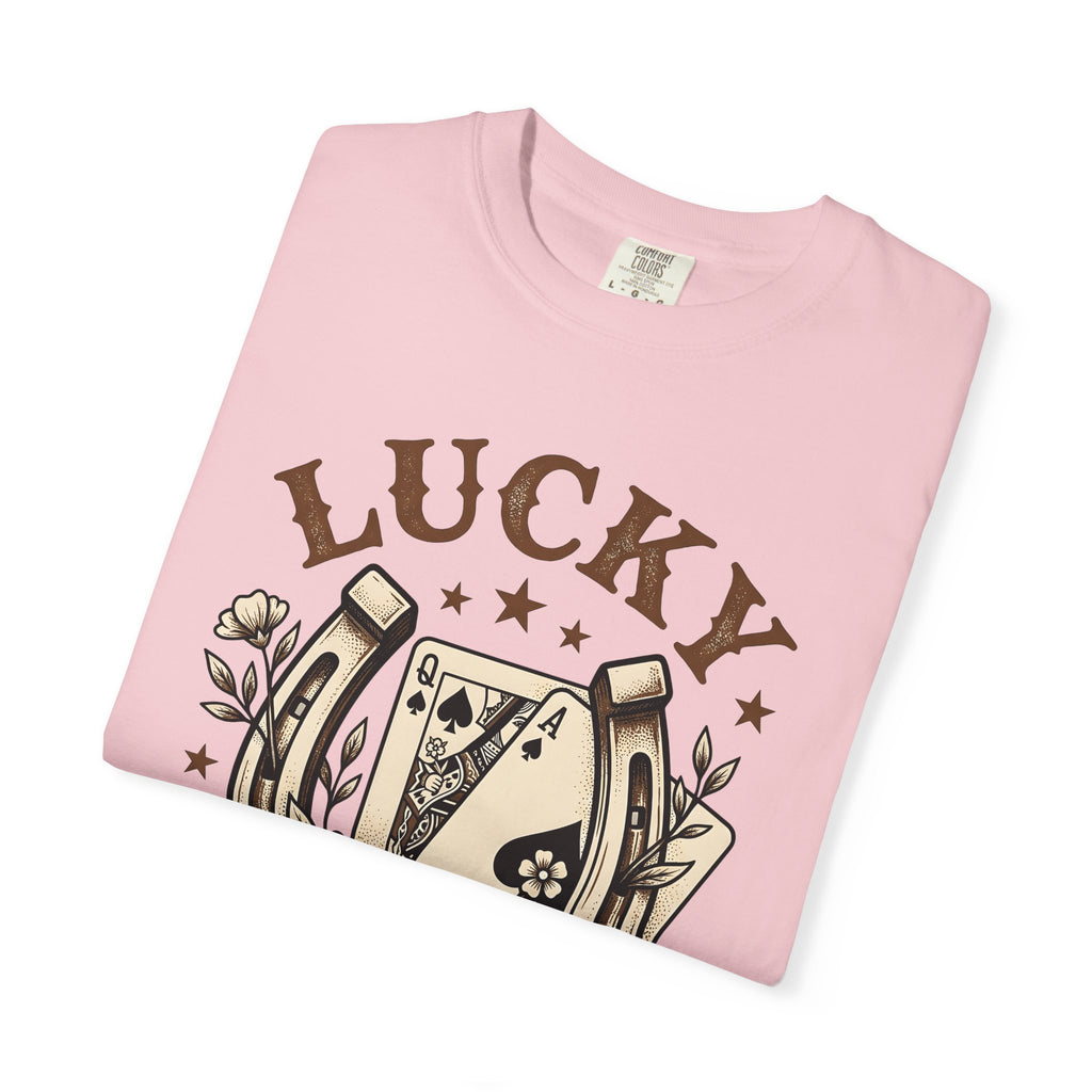 Horseshoe Poker Cards Shirt Cowgirl Betting Gift Women Sketch Tee Playing Cards T-Shirt Rodeo Fan Hand Drawn Tshirt Wagering Graphic Cartoon