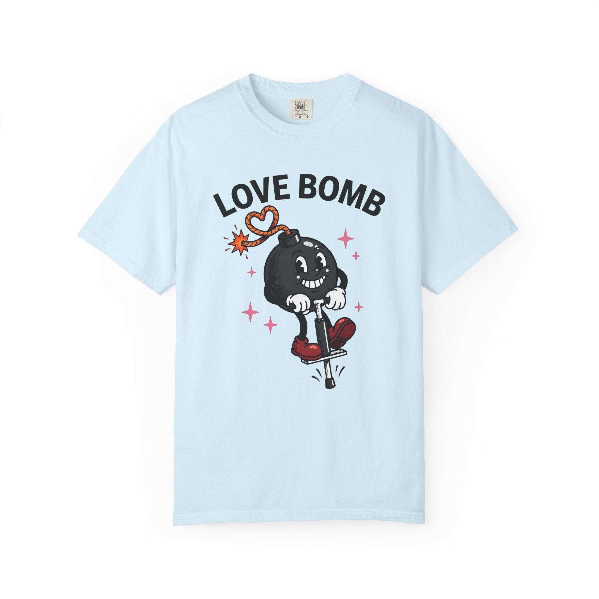 Cartoon Bomb Icon Shirt St. Valentine's Day Duos Gift Women Retro Tee Explosive T-Shirt Valentine Fan Vintage Tshirt Couples Graphic Hand