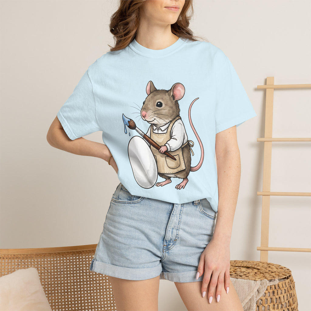 Small Mouse Egg Shirt Easter Mammal Gift Women Fun Tee Mouse Egg T-Shirt Easter Fan Cartoon Tshirt Rodent Graphic Illustration Paint Brush