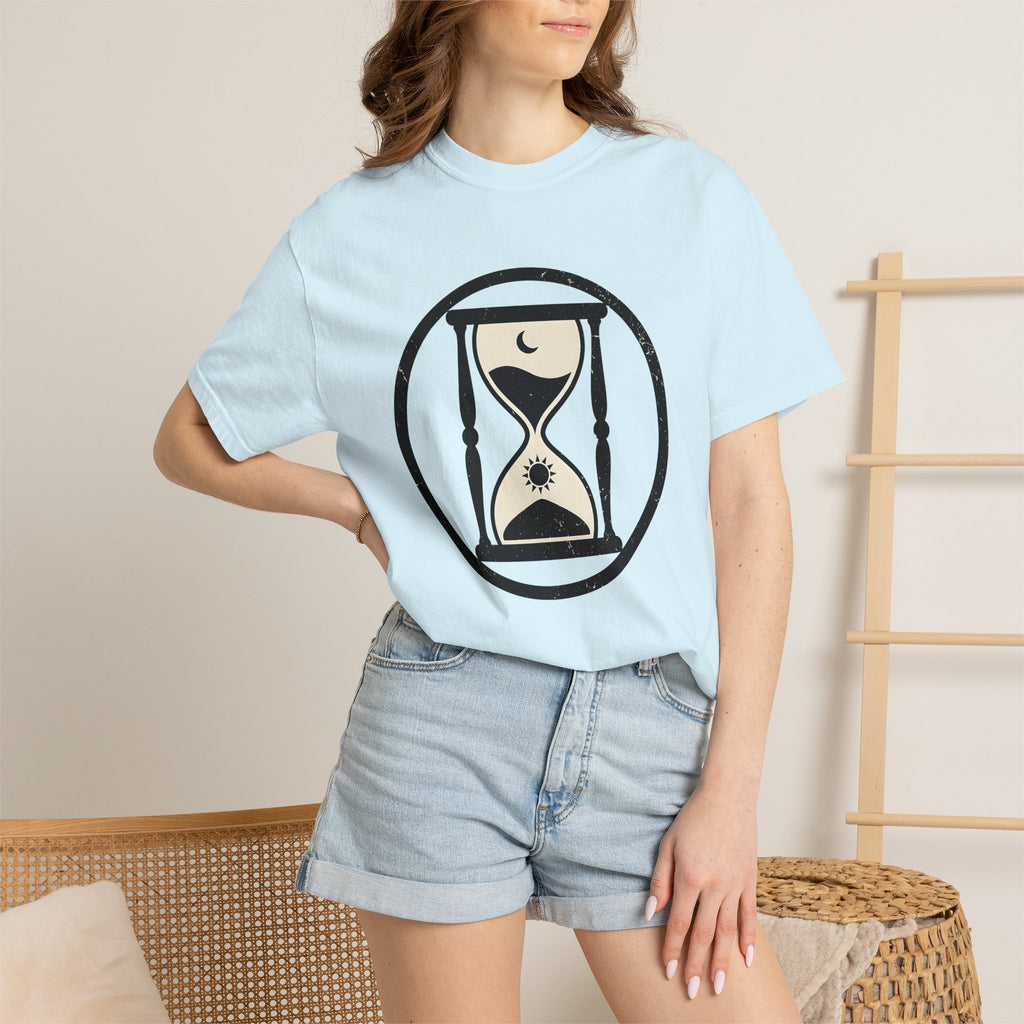 Hourglass Illustration Shirt Boho Chic Stars Gift Women Hand Drawn Tee Sandtimer T-Shirt Bohemian Fan Illustrated Tshirt Celestial Graphic