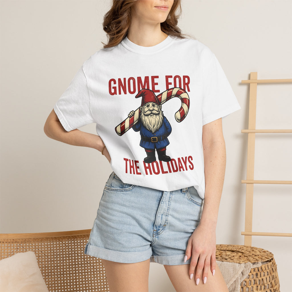 Holiday Gnome Shirt Christmas Joke Gift Women Retro Tee Gnome T-Shirt Christmas Fan Vintage Tshirt Pun Graphic Sketch Peppermint Stick