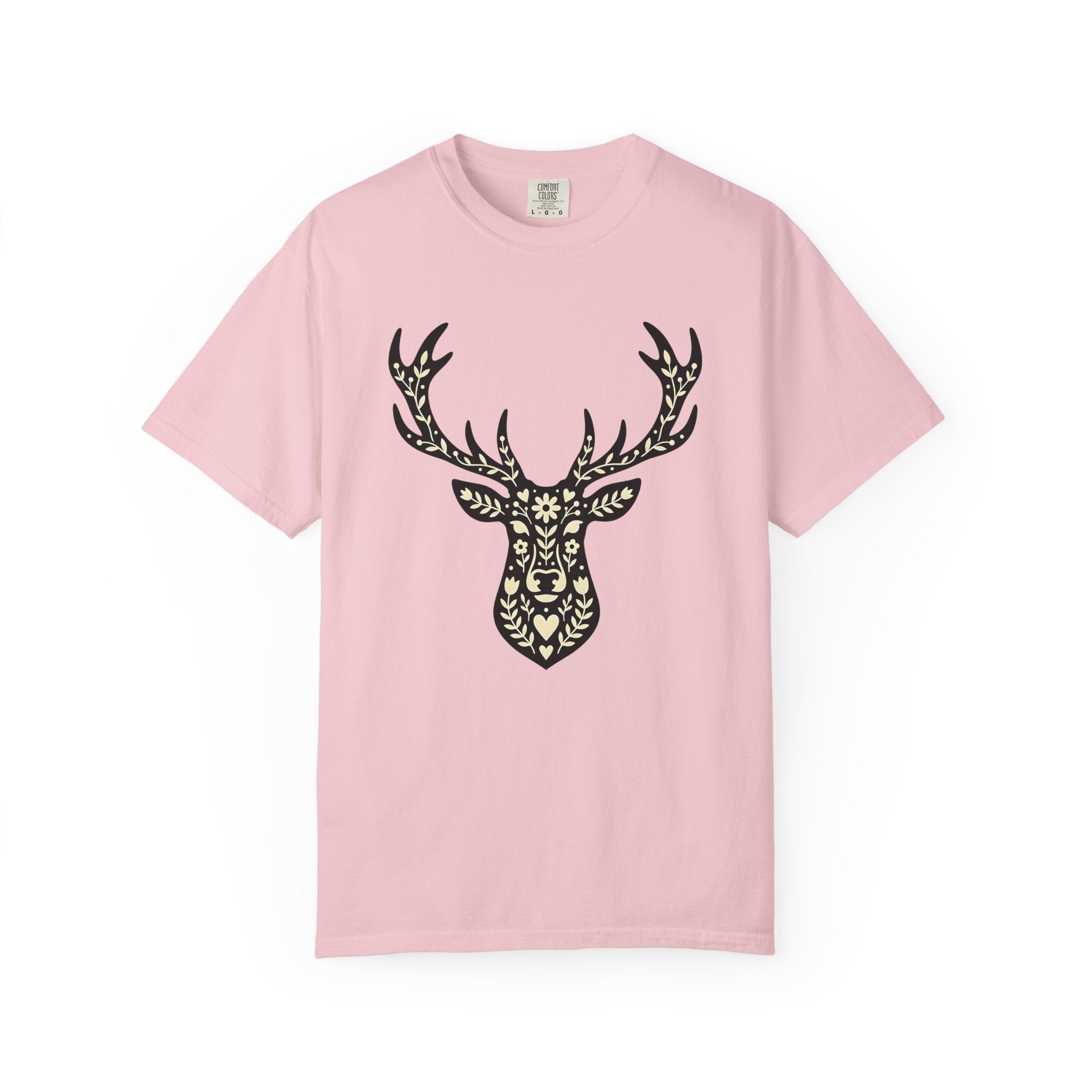 Buck Blossom Shirt Cottagecore Wildlife Gift Women Traditional Tee Flower T-Shirt Rustic Fan Folk Art Tshirt Animal Graphic Clean Greenery