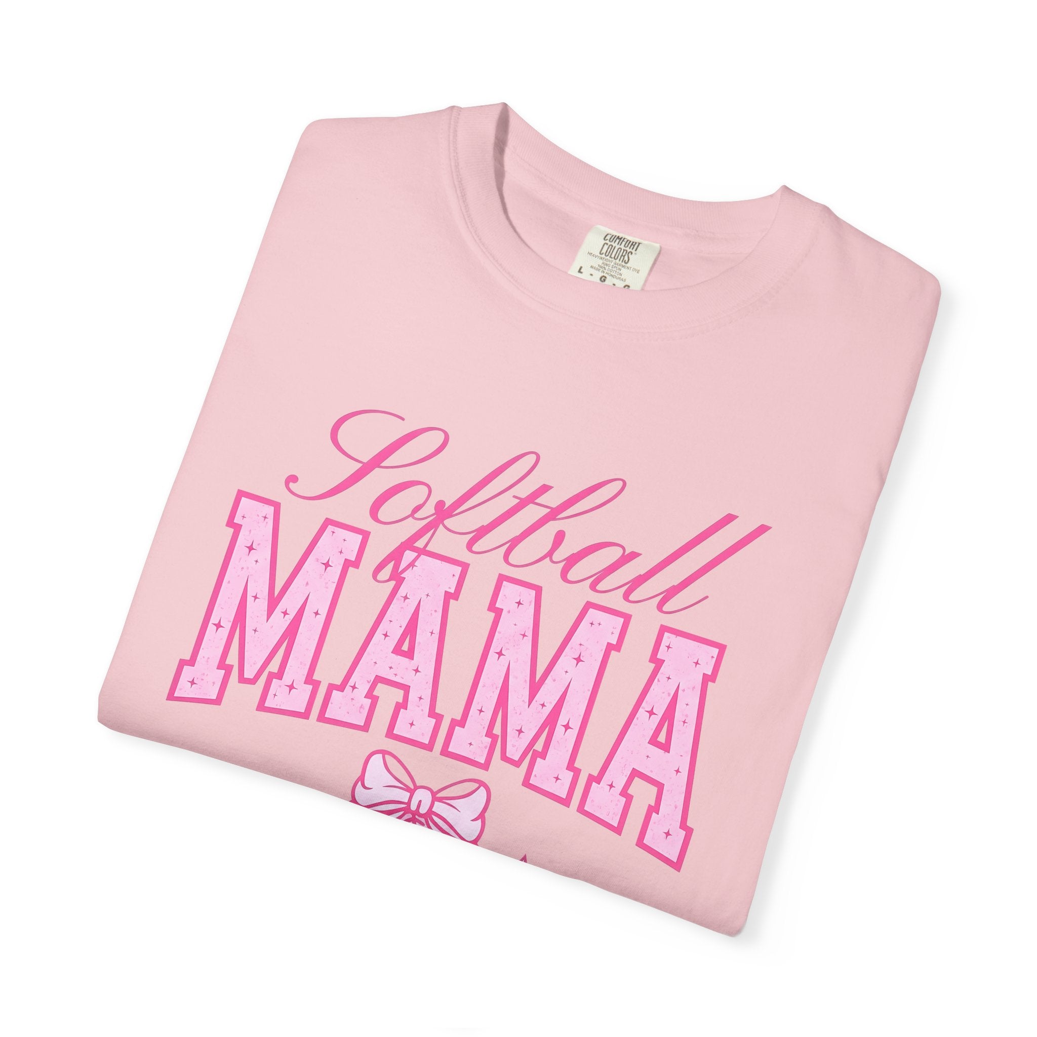 Softball Ball Bow Shirt Moms Sports Gift Women Sporty Tee Softball T-Shirt Mom Fan Athletic Tshirt Sports Graphic Retro Stars Tshirt