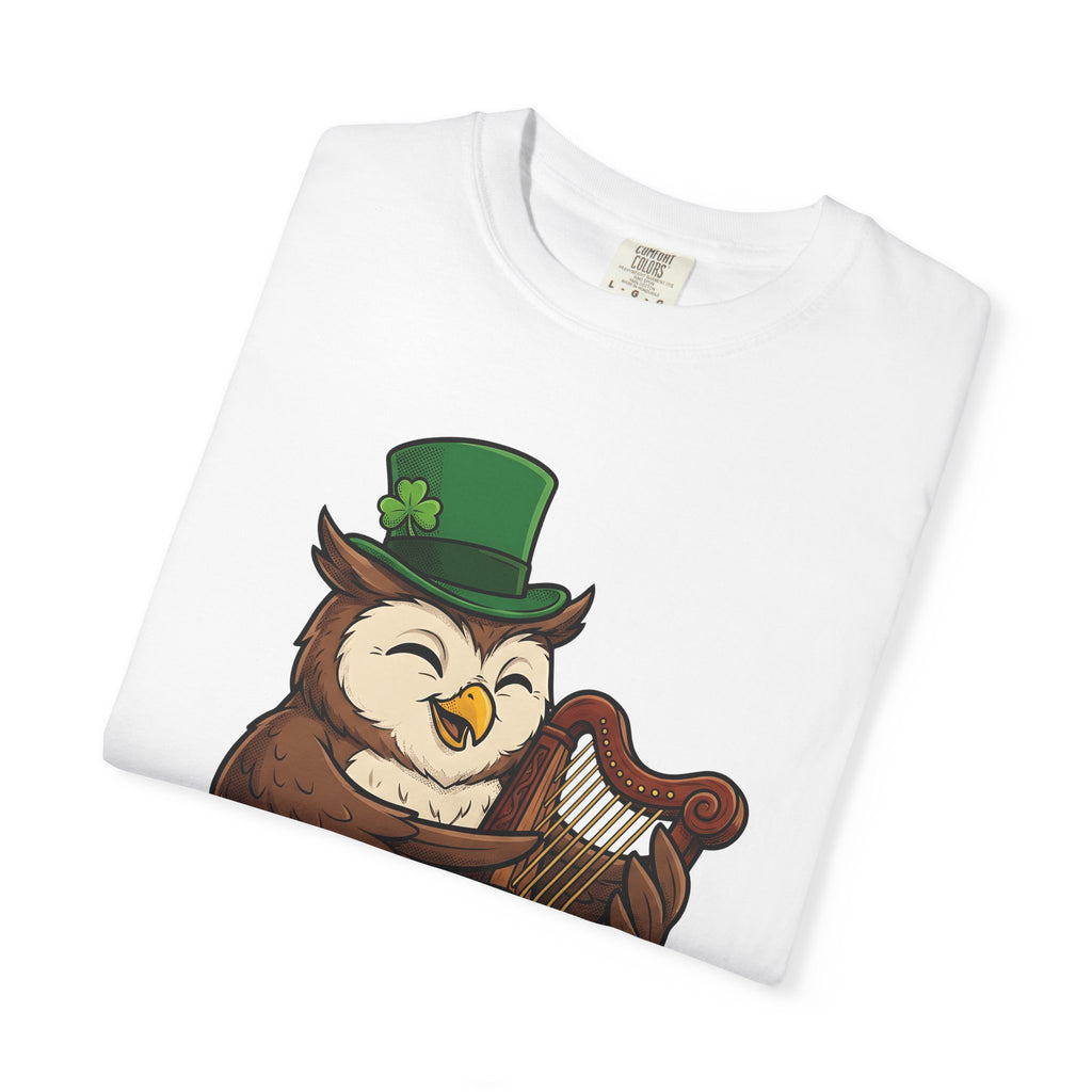 Owl Harp Shirt St Patrick's Day Animal Gift Women Cartoon Tee Hoot T-Shirt Patrick's Day Fan Owl Graphic Vintage Shamrock Hat Tshirt