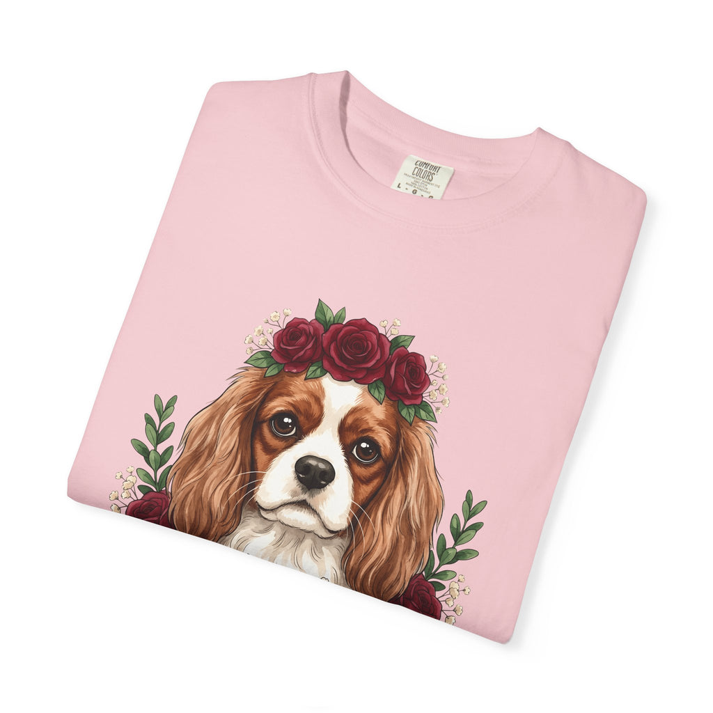 Cavalier King Charles Spaniel Shirt Dog Petals Gift Women Flower Art Tee Spaniel T-Shirt Dog Fan Floral Tshirt Floral Graphic Paint Blossom