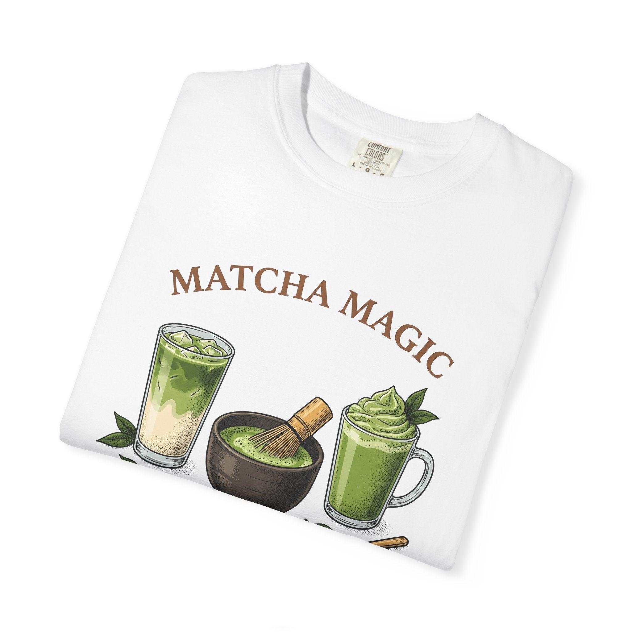 Matcha Latte Shirt Coffee Cooking Gift Women Old School Tee Green Tea T-Shirt Coffee Fan Culinary Design Tshirt Line Art Loose Tea Leaves