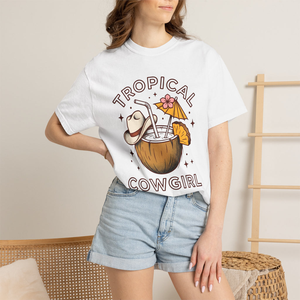Coconut Beverage Shirt Cowgirl Beach Gift Women Classic Tee Coconut Drink T-Shirt Cowgirl Fan Retro Tshirt Coastal Graphic Doodle Cowboy Cap