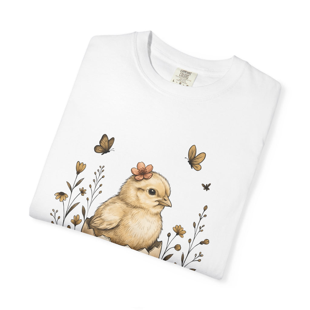 Little Chick Shirt Easter Bloom Gift Women Line Art Tee Chick T-Shirt Easter Fan Hatchling Tshirt Floral Graphic Classic Meadow Flowers
