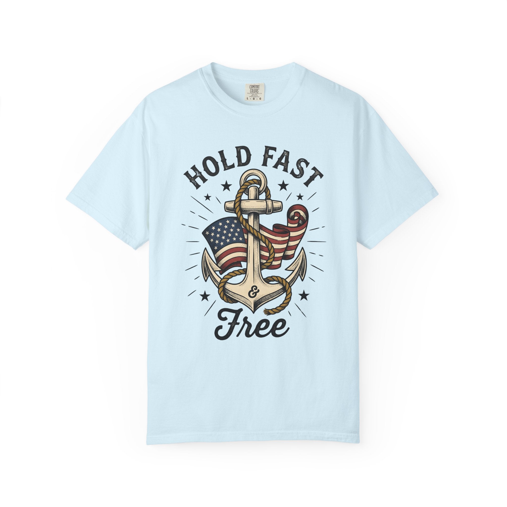 Anchor Flag Shirt America Nautical Gift Women Vintage Tee Flag T-Shirt Patriot Fan Retro Tshirt Maritime Graphic Hand Drawn Rope Tshirt