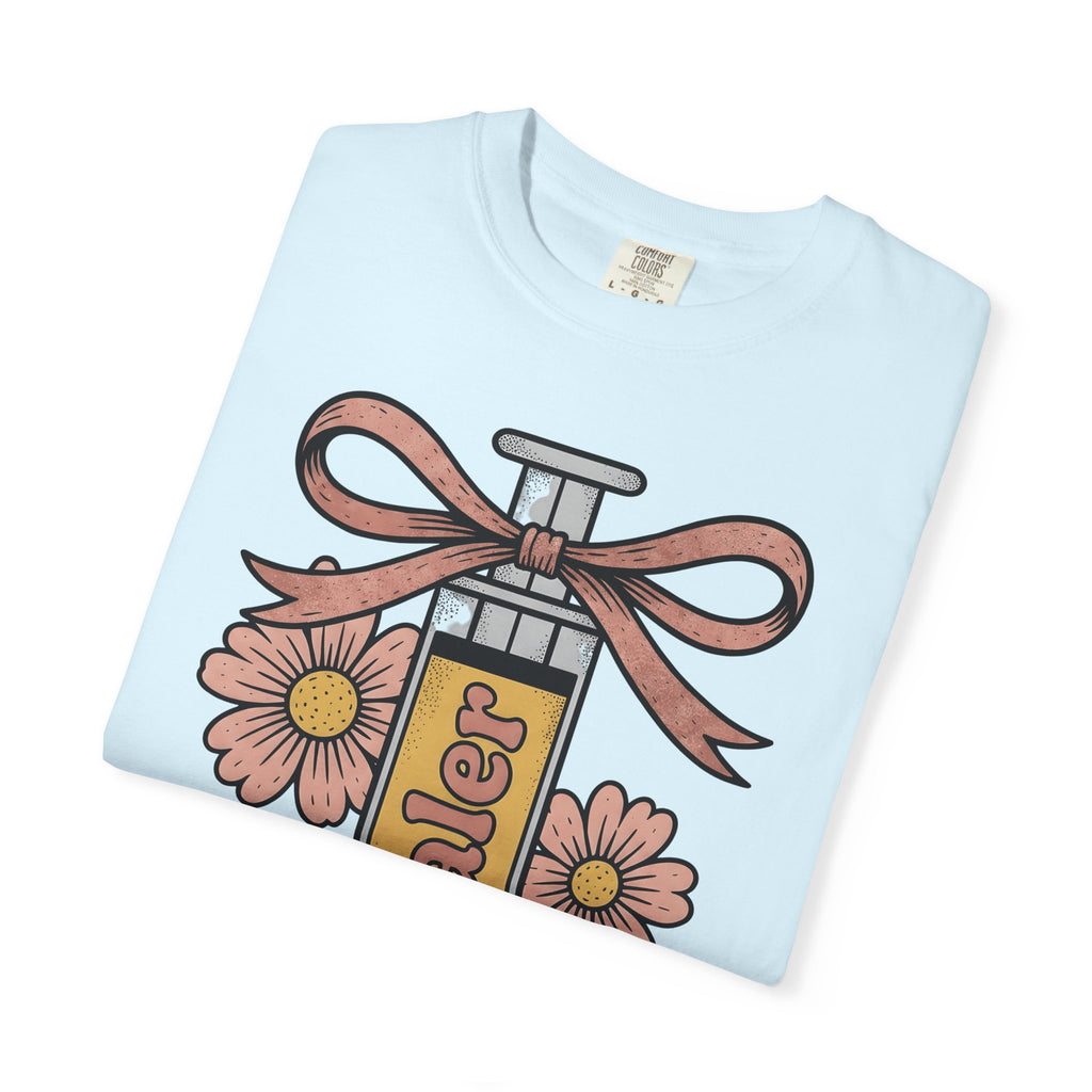 Injection Flowers Shirt Nurses Blooms Gift Women Sketch Tee Floral T-Shirt Nurse Enthusiast Drawing Illustration Retro Ribbon Tshirt