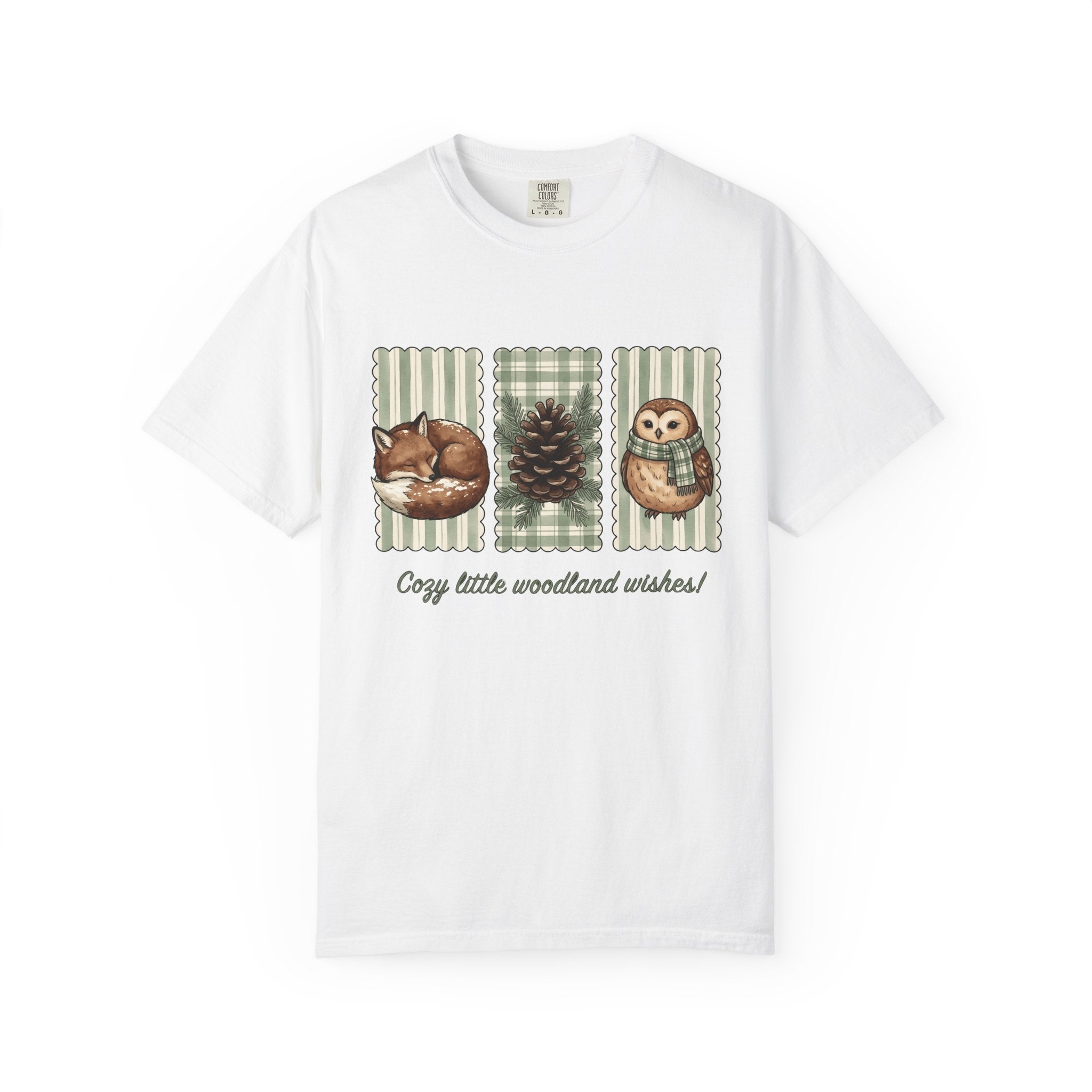 Forest Critters Shirt Christmas Environment Gift Women Ink Tee Wildlife T-Shirt Xmas Fan Nature Tshirt Eco Graphic Line Art Seed Cone Tshirt