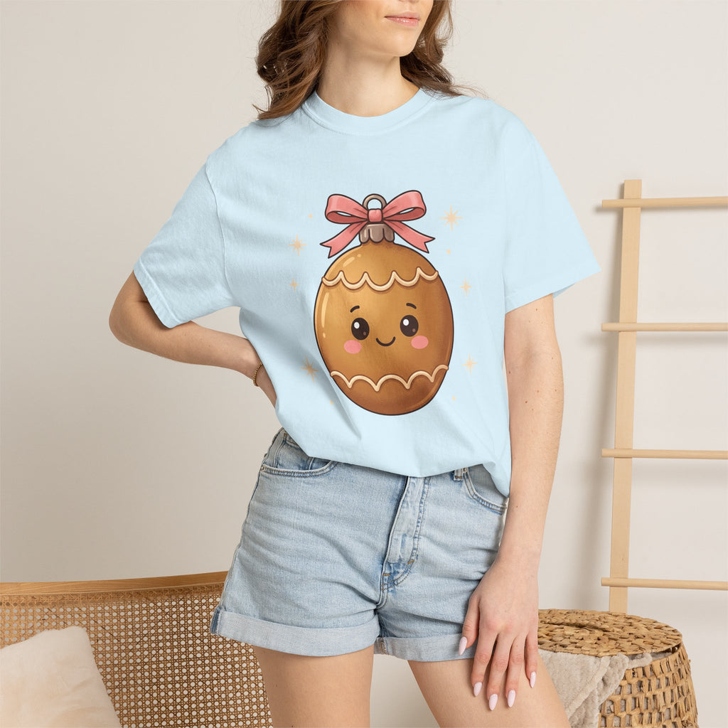 Gingerbread Decoration Shirt Christmas Festive Gift Women Cute Tee Cookie Decorating T-Shirt Xmas Fan Holiday Graphic Tshirt Comic Ribbon