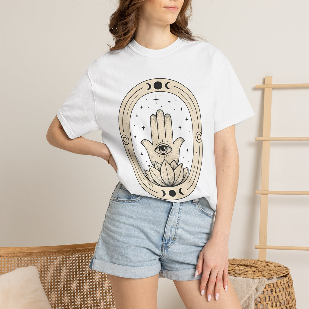 Hamsa Hand Shirt Boho Chic Spiritual Gift Women Mystical Tee Hand Of Fatima T-Shirt Bohemian Fan Esoteric Tshirt Sacred Graphic Minimal