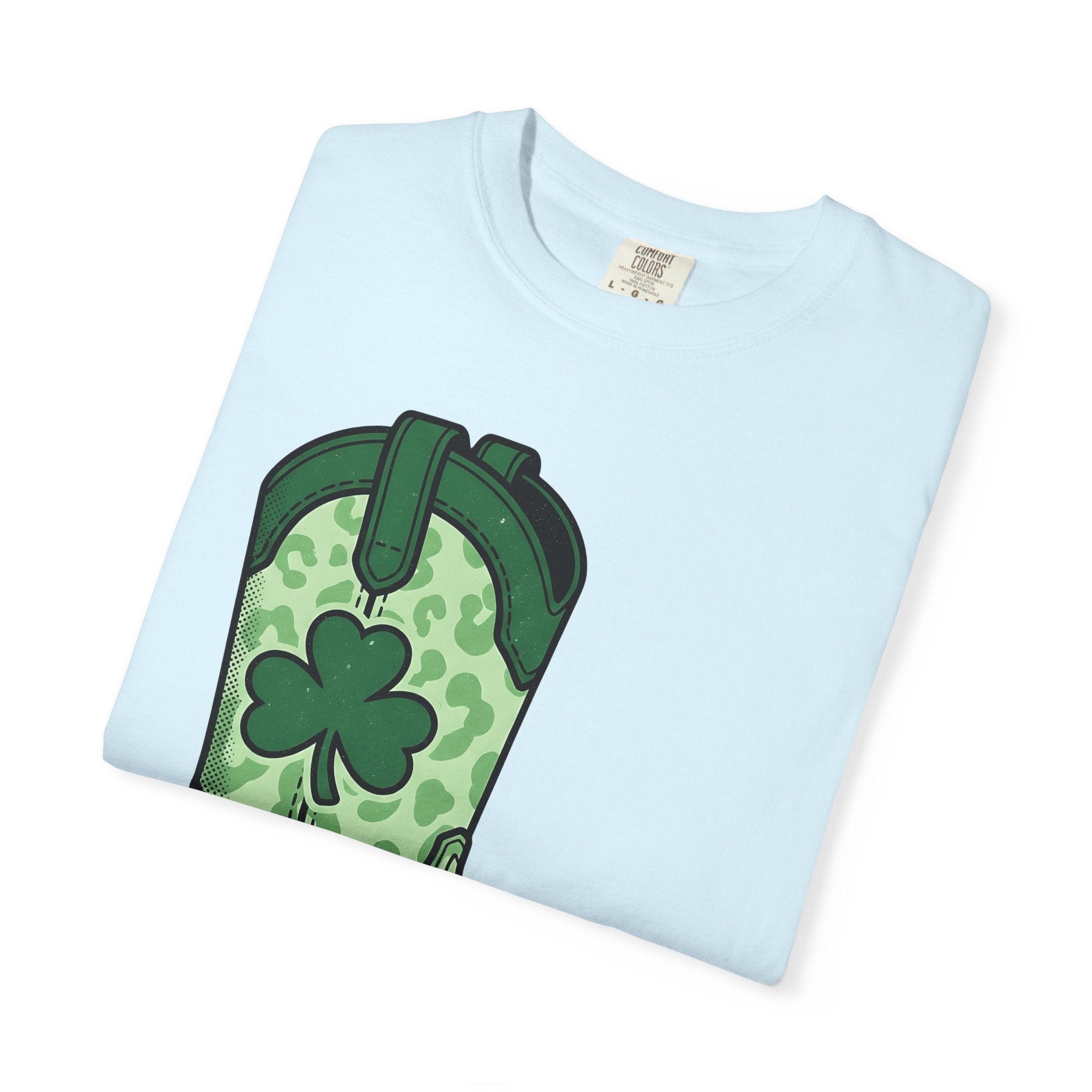 Leather Boot Shirt St Patrick's Day Farm Gift Women Line Art Tee Boot T-Shirt Luck Fan Illustrated Tshirt Ranch Graphic Old School Four Leaf