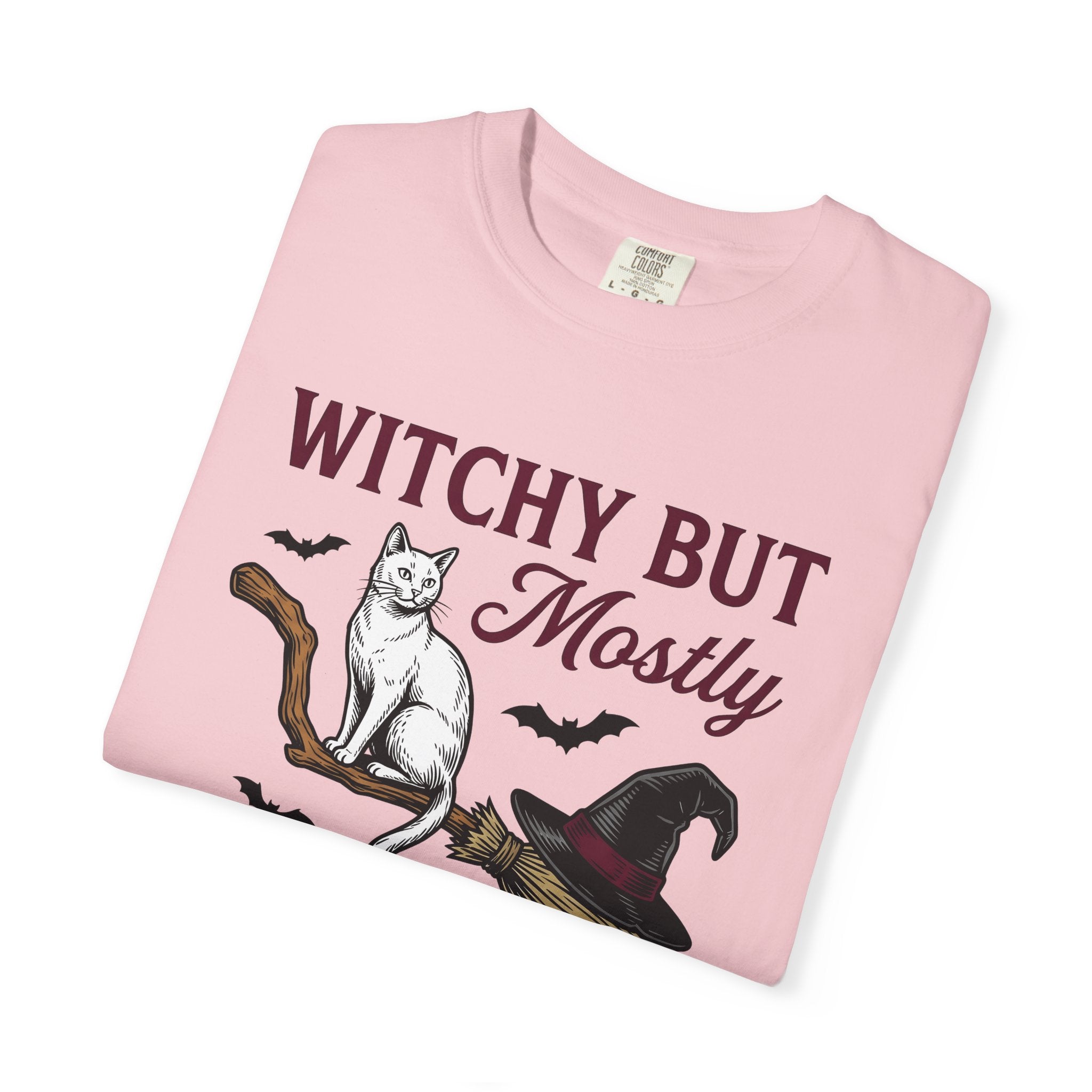 Cat Broom Shirt Cat Halloween Gift Women Vintage Tee Sweeper T-Shirt Cat Fan Retro Tshirt Spooky Graphic Hand Drawn Witch Hat Tshirt
