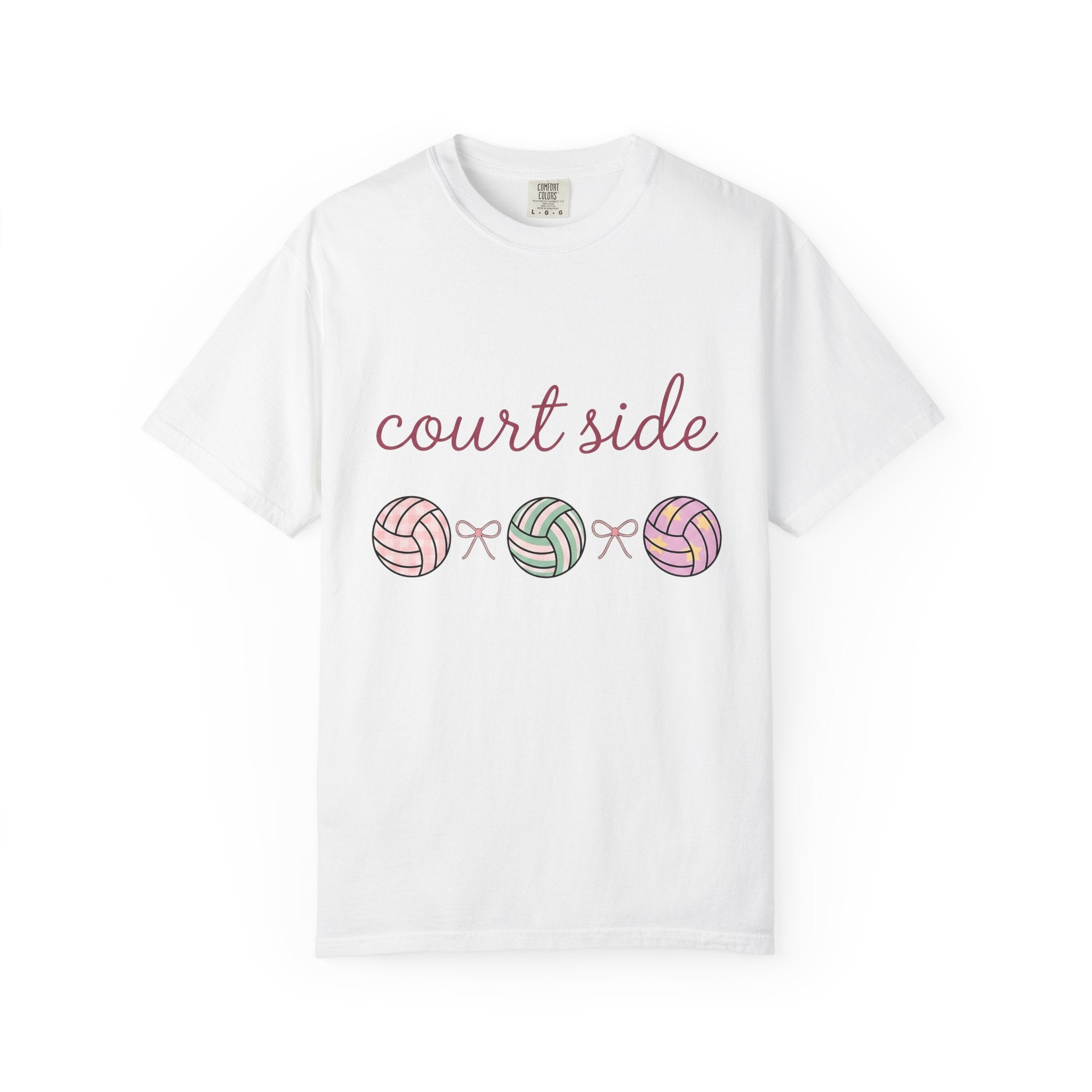 Volleyballs Shirt Volleyball Group Gift Women Soft Colors Tee Beachball T-Shirt Volleyball Fan Pastel Tshirt Team Graphic Simple Ribbons