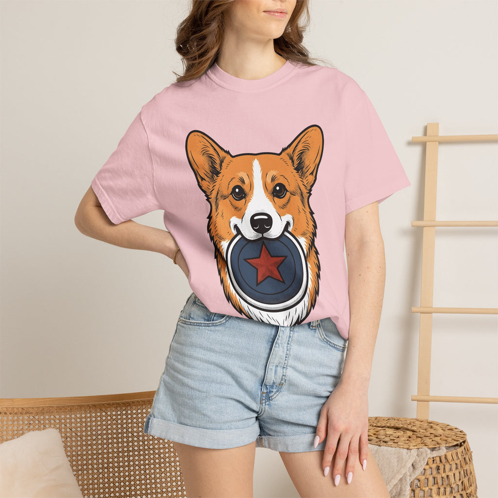 Corgi Puppy Shirt America 4Th Of July Pet Gift Women Graphic Tee Puppy T-Shirt Patriot Fan Corgi Tshirt Graphic Design Retro Star Shape