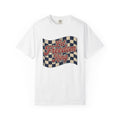 Flag Checkered Shirt America Independence Gift Women Throwback Tee Checkered Flag T-Shirt American Fan Patriotic Tshirt Freedom Graphic