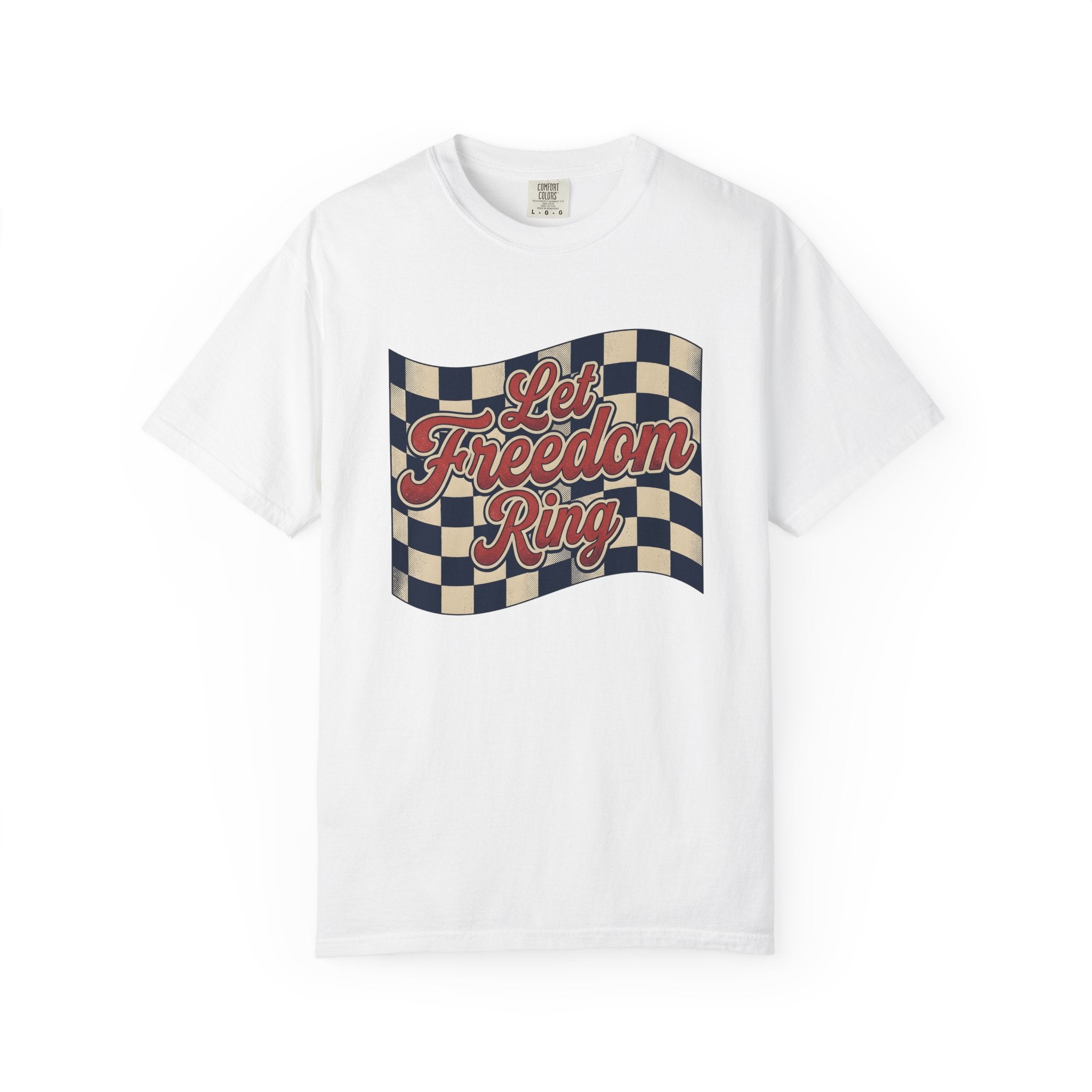 Flag Checkered Shirt America Independence Gift Women Throwback Tee Checkered Flag T-Shirt American Fan Patriotic Tshirt Freedom Graphic