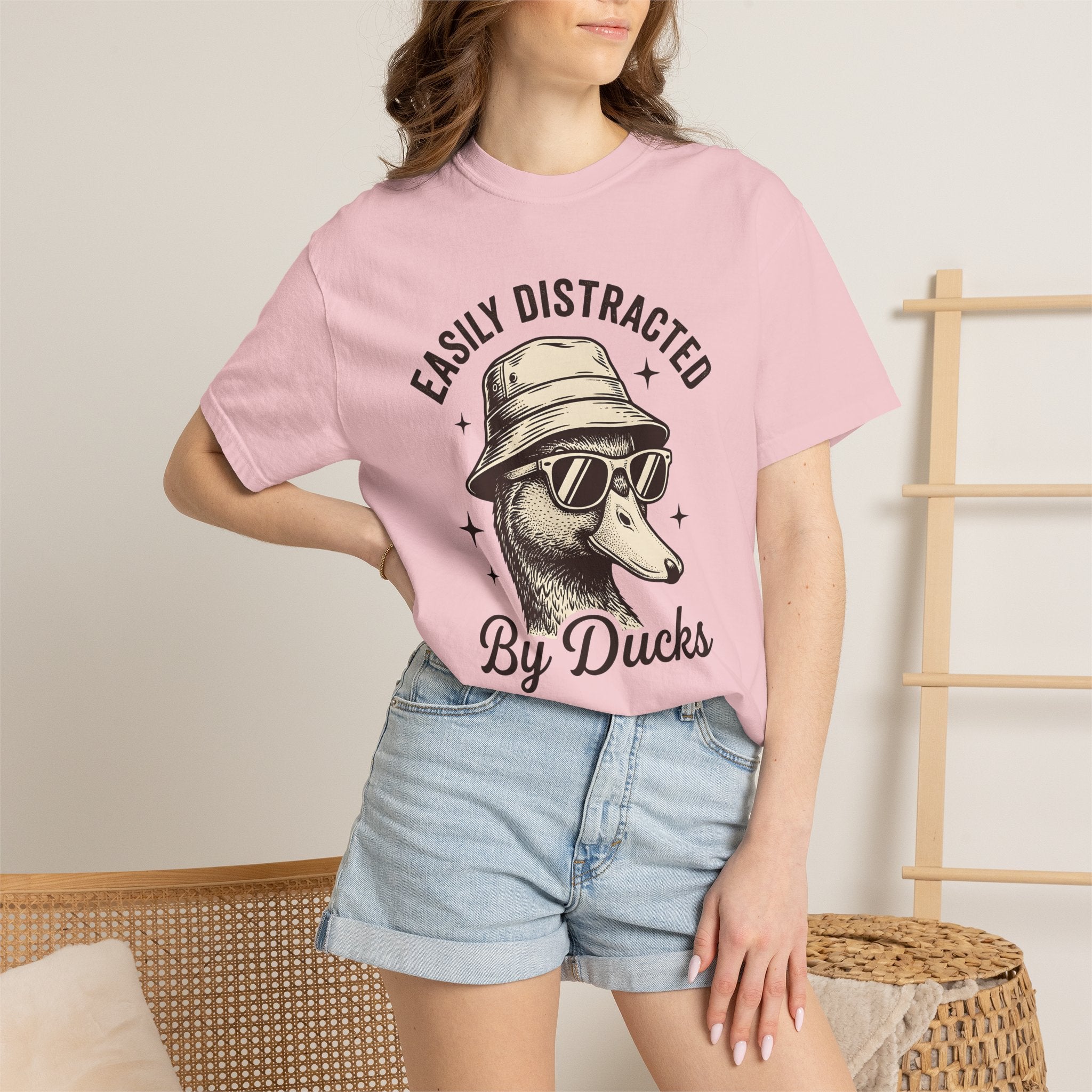 Duck Fun Glasses Shirt Duck Pets Gift Women Cartoon Tee Duckling T-Shirt Duck Fan Quackers Tshirt Animal Graphic Line Art Bucket Cap Tshirt