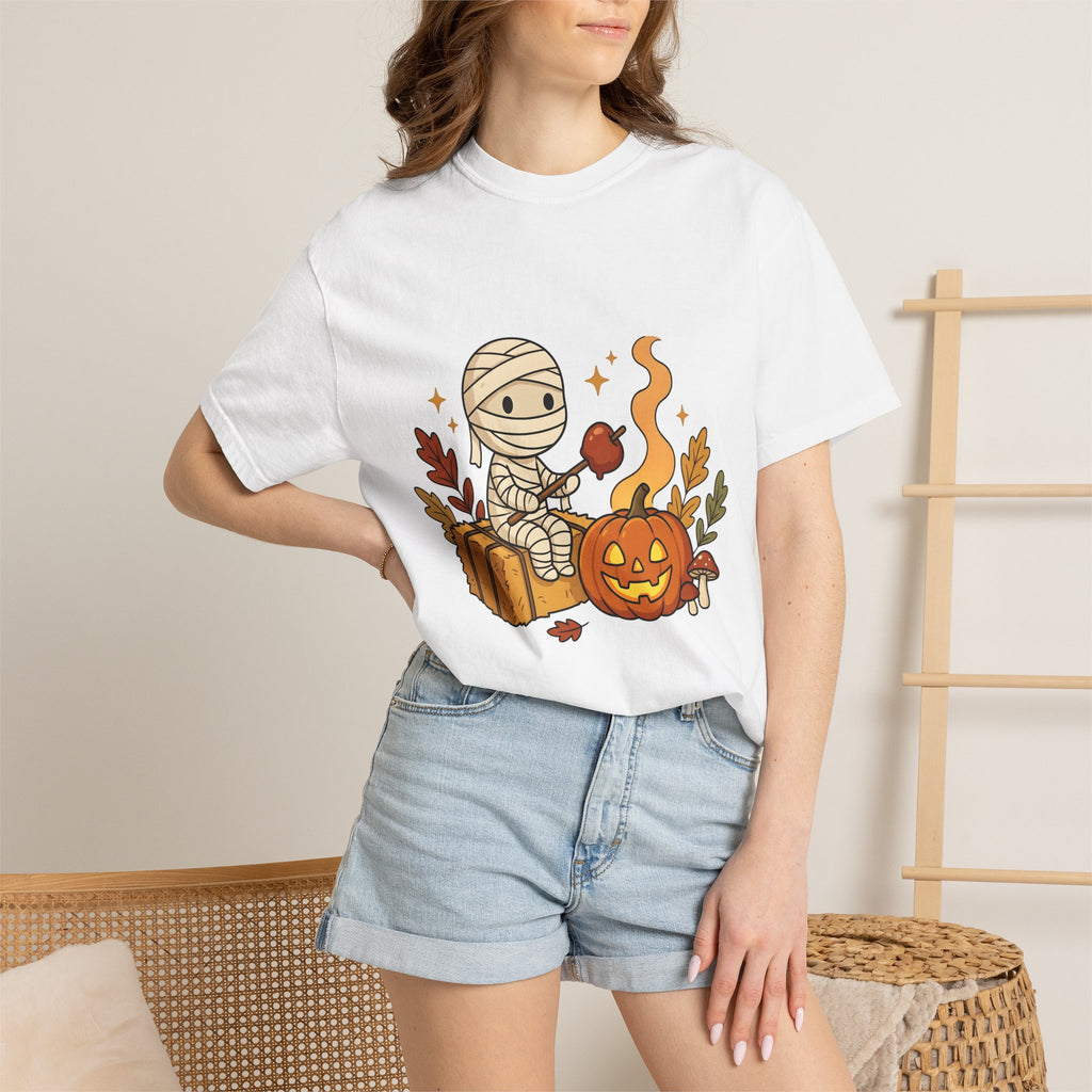 Wrapped Pumpkin Shirt Halloween Autumn Gift Women Kawaii Tee Gourd T-Shirt Halloween Fan Cute Tshirt Fall Graphic Comic Fall Leaves Tshirt