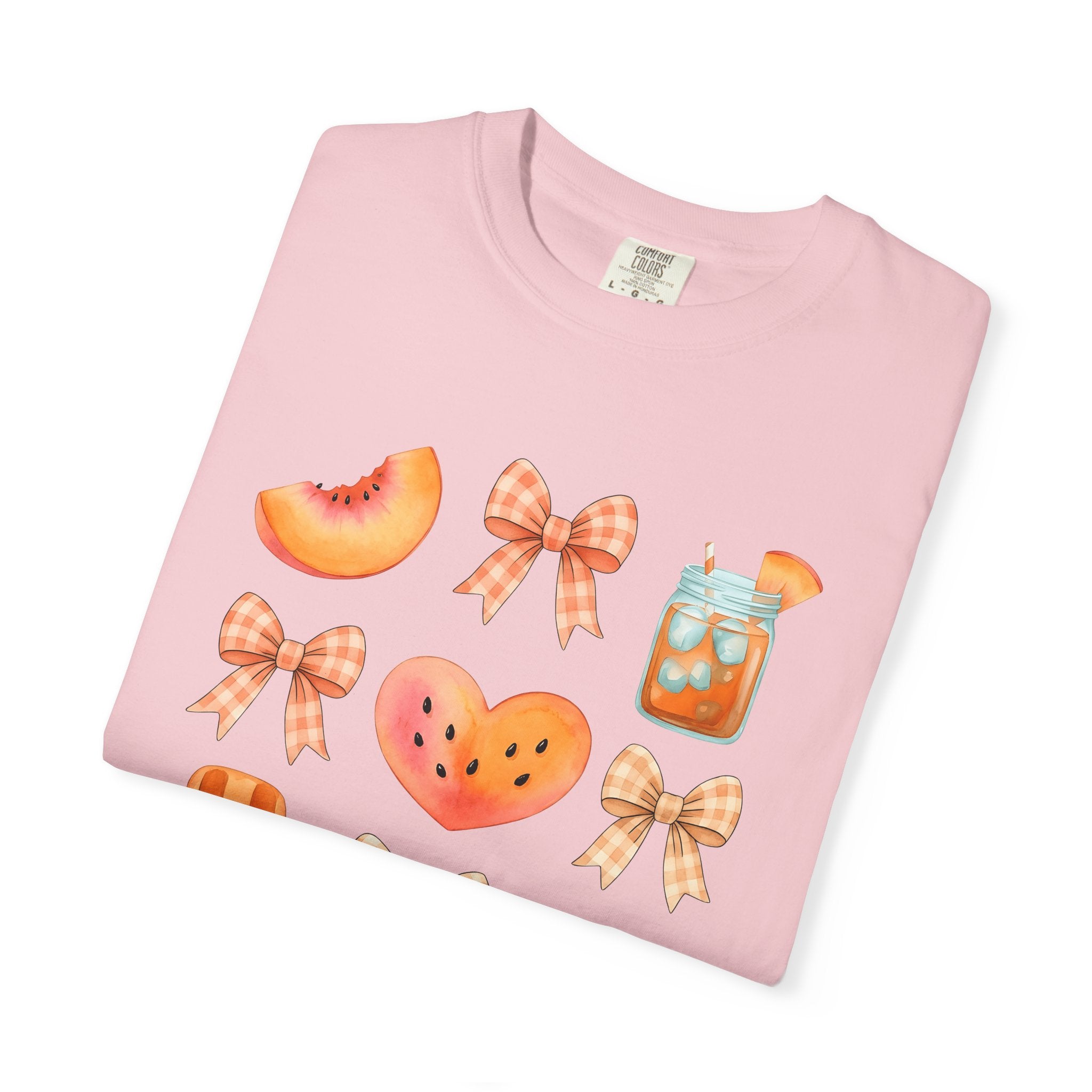 Peach Fruit Graphic Shirt Desserts Summer Gift Women Watercolor Tee Peach T-Shirt Pastry Fan Watercolour Tshirt Vacation Graphic Hand Drawn