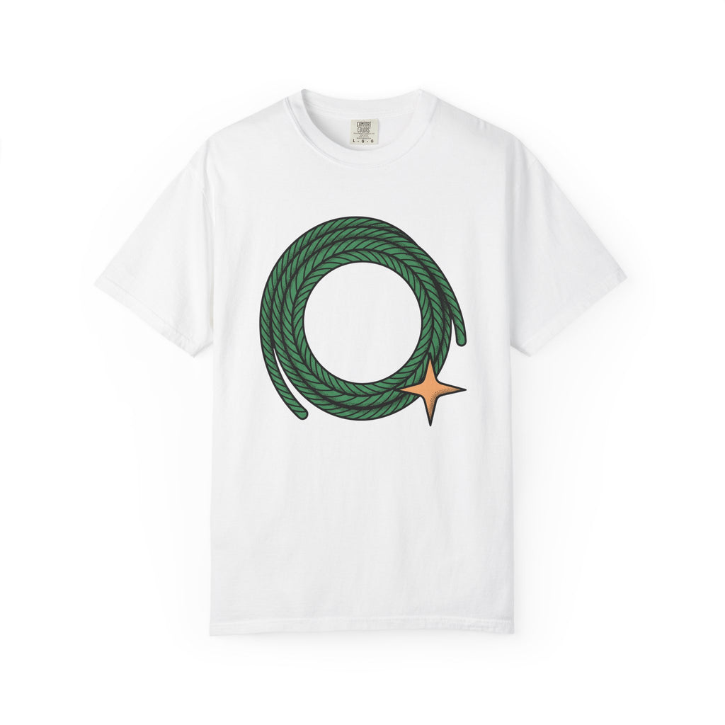 Green Rope Wreath Shirt St Patrick's Day Western Gift Women Bold Graphic Tee Wreath T-Shirt Shamrock Fan Graphic Tshirt Cowboy Graphic