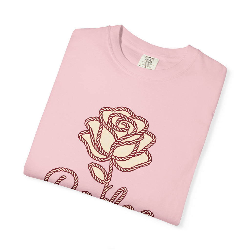 Cord Rose Shirt Cowgirl Livestock Gift Women Folk Tee Rose T-Shirt Rodeo Fan Handdrawn Tshirt Farm Graphic Sketch Noose Tshirt
