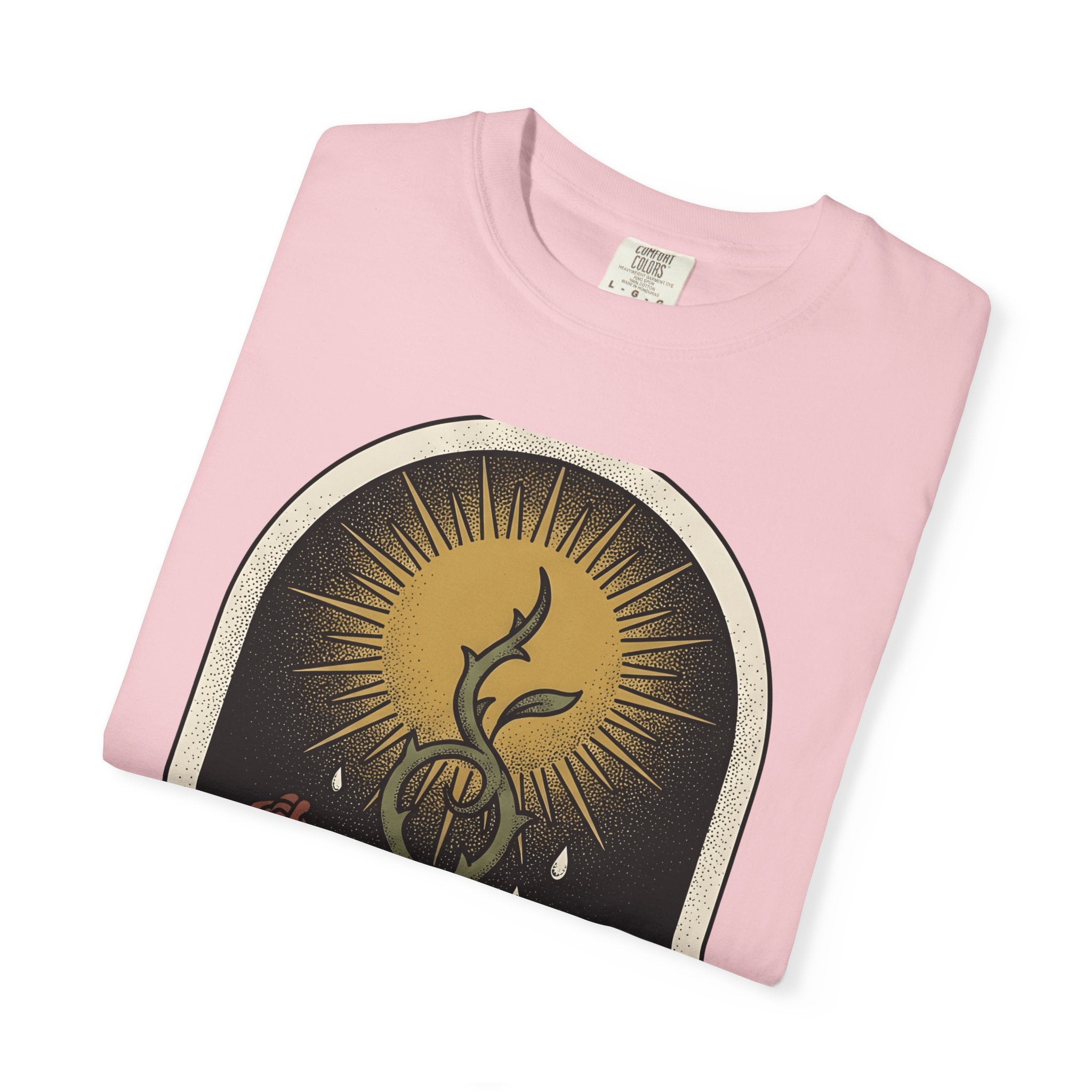 Heart Flower Shirt Holiday Spooky Gift Women Traditional Tee Floral T-Shirt Vacation Fan Folk Tshirt Horror Graphic Retro Sunburst Tshirt