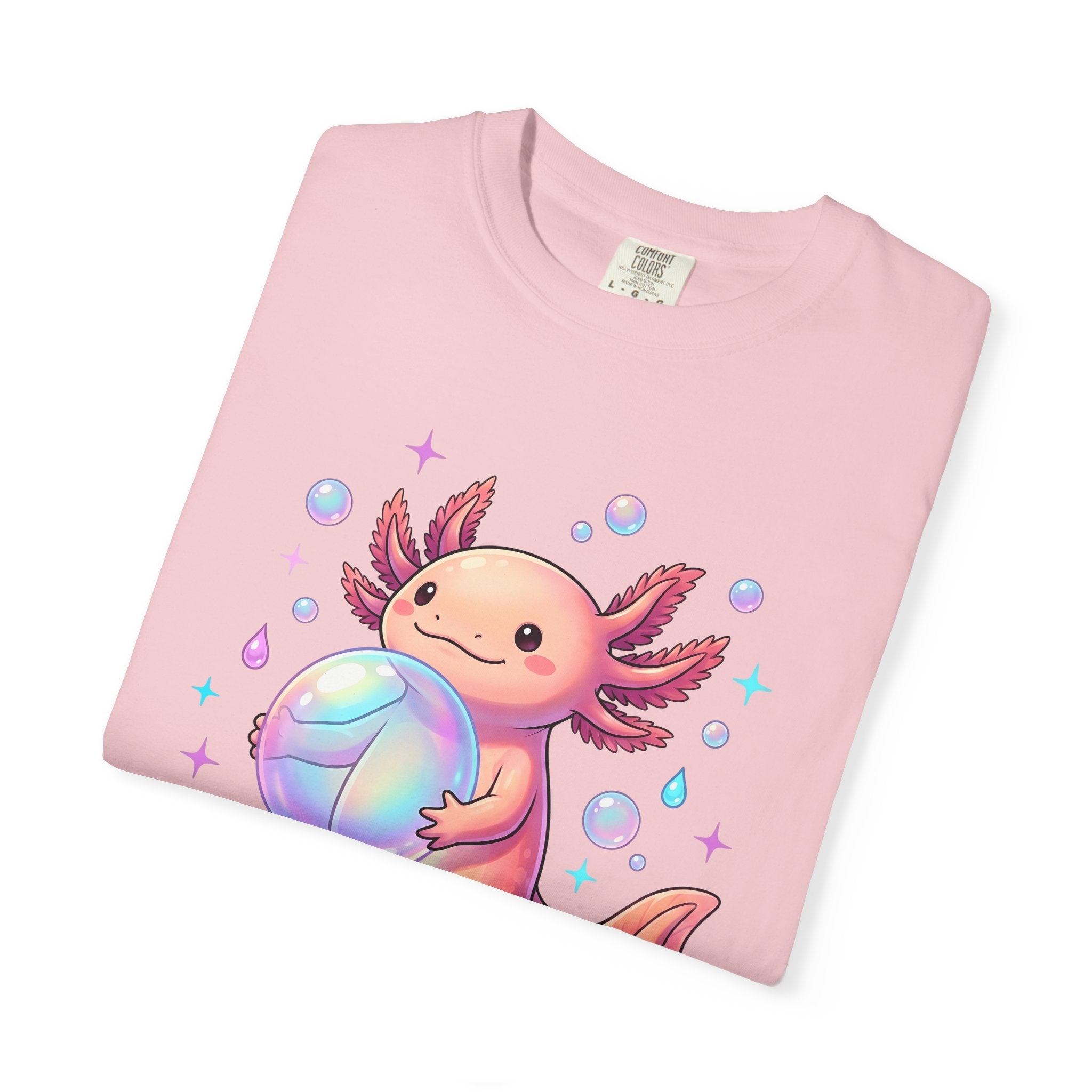 Axolotl Shirt Animals Cute Gift Women Kawaii Tee Mexican Salamander T-Shirt Pet Fan Cute Graphic Tshirt Pastel Bubbles Tshirt