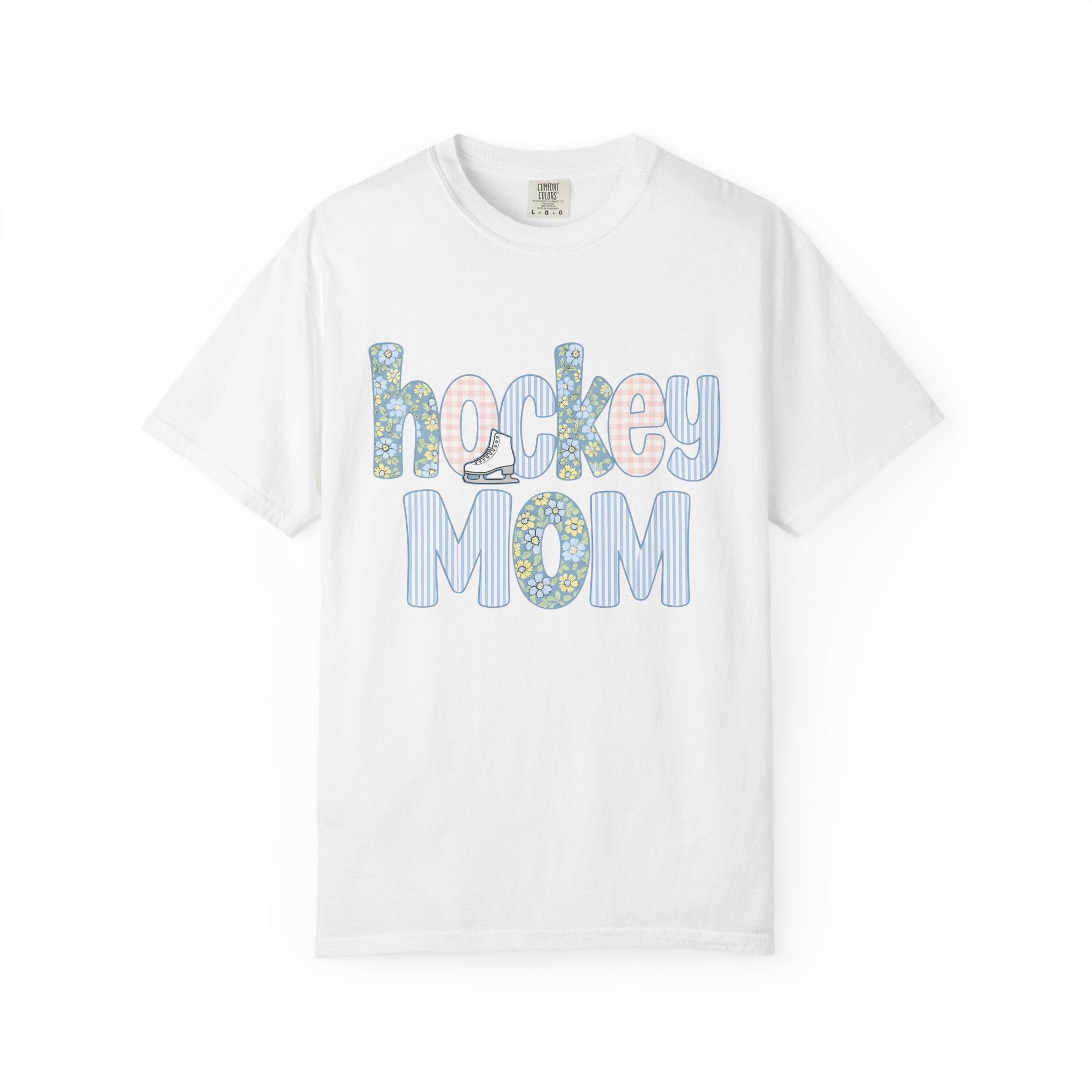 Ice Skate Graphic Shirt Hockey Mom Sports Gift Women Floral Tee Ice Skating T-Shirt Hockey Fan Floral Tshirt Athlete Graphic Retro Pastel