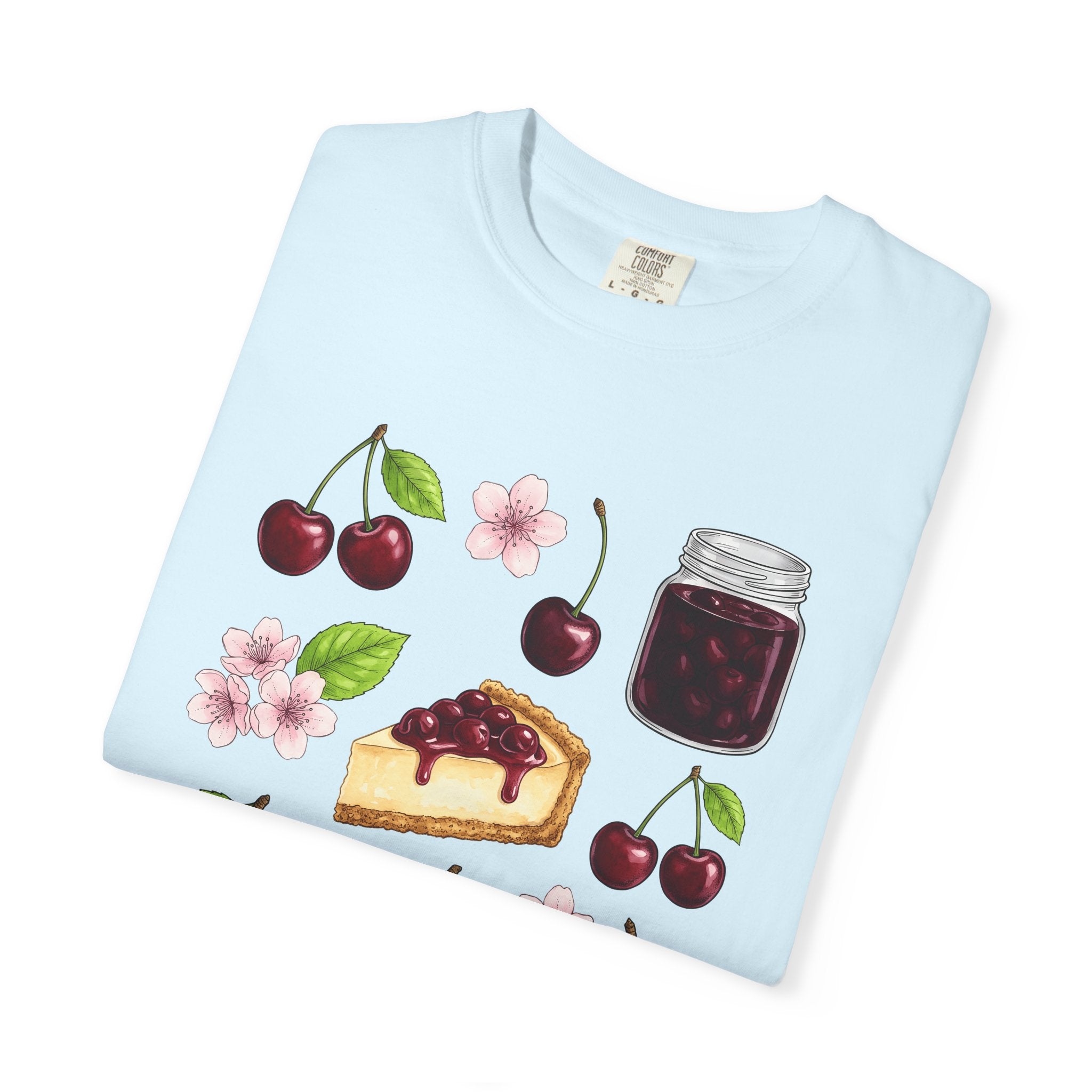 Cherry Tart Shirt Desserts Confections Gift Women Line Art Tee Tart T-Shirt Dessert Fan Pie Tshirt Sweets Graphic Pastel Floral Tshirt