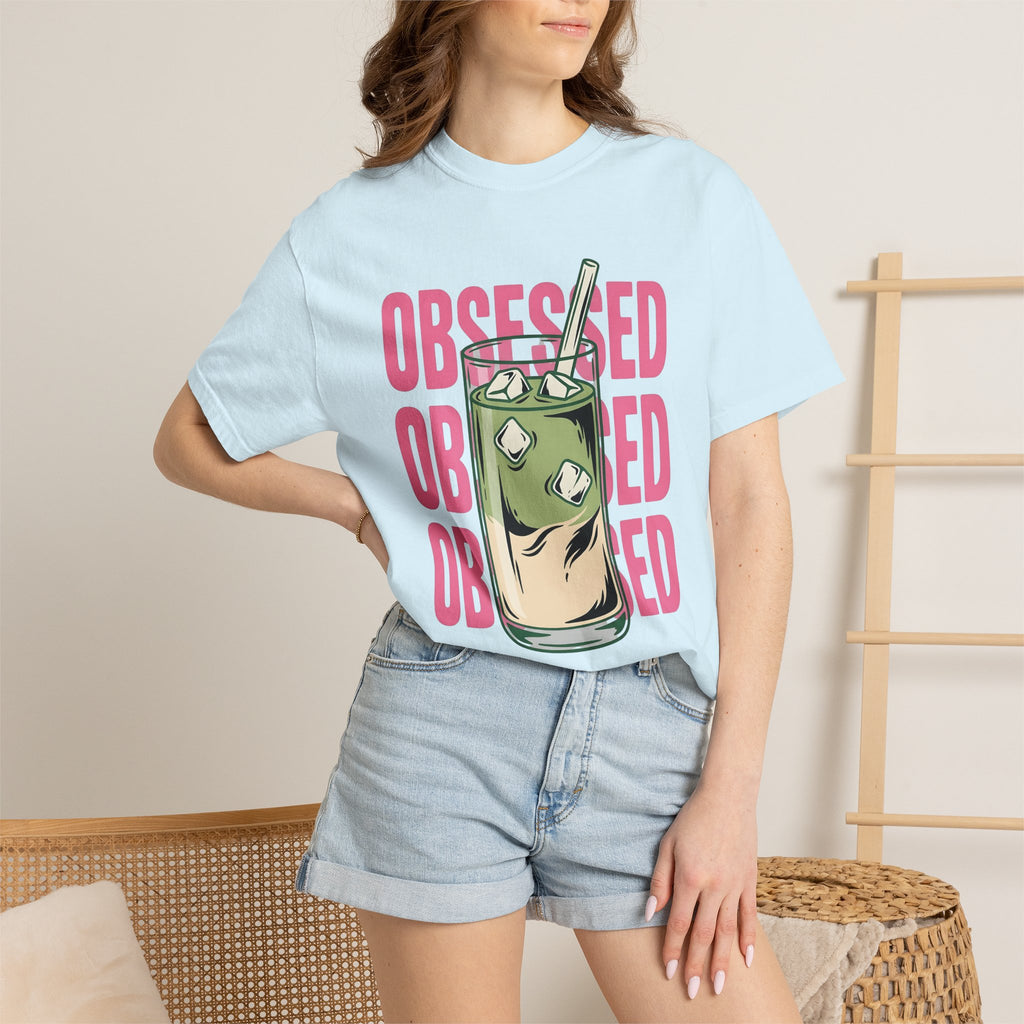 Iced Matcha Latte Shirt Drinks Foodie Gift Women Pop Art Tee Green Tea T-Shirt Beverage Fan Pop Art Tshirt Food Graphic Retro Ice Cubes