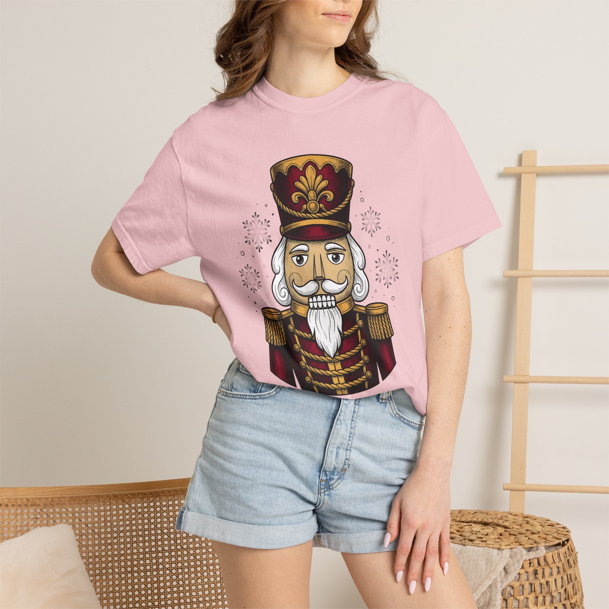 Nutcracker Design Shirt Christmas Celebration Gift Women Hand Drawn Tee Nutcracker T-Shirt Xmas Fan Christmas Illustration Line Art Snow