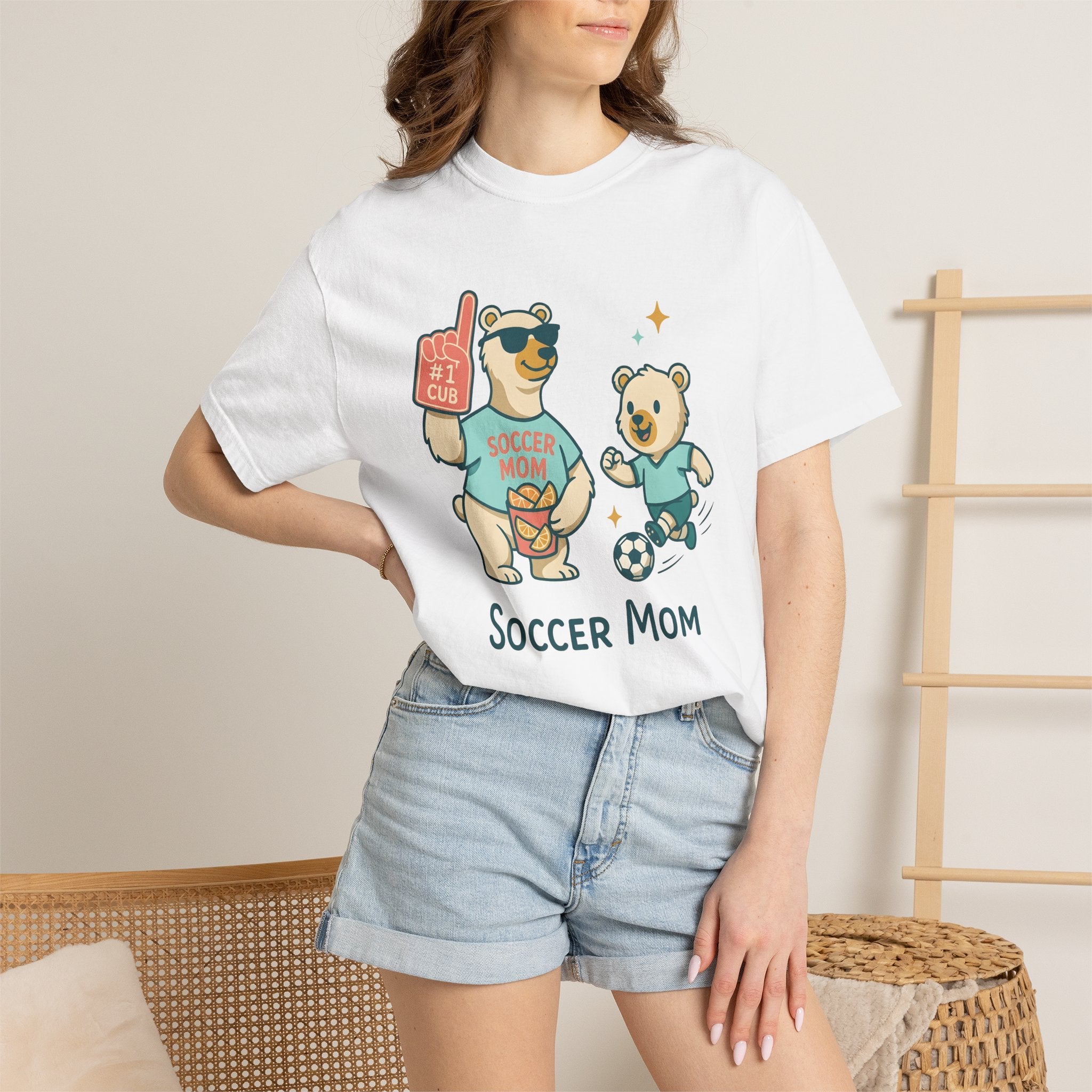 Bear Clan Shirt Moms Exercise Gift Women Sweet Tee Clan T-Shirt Mom Enthusiast Cute Tshirt Fitness Graphic Illustrated Soccer Ball Tshirt