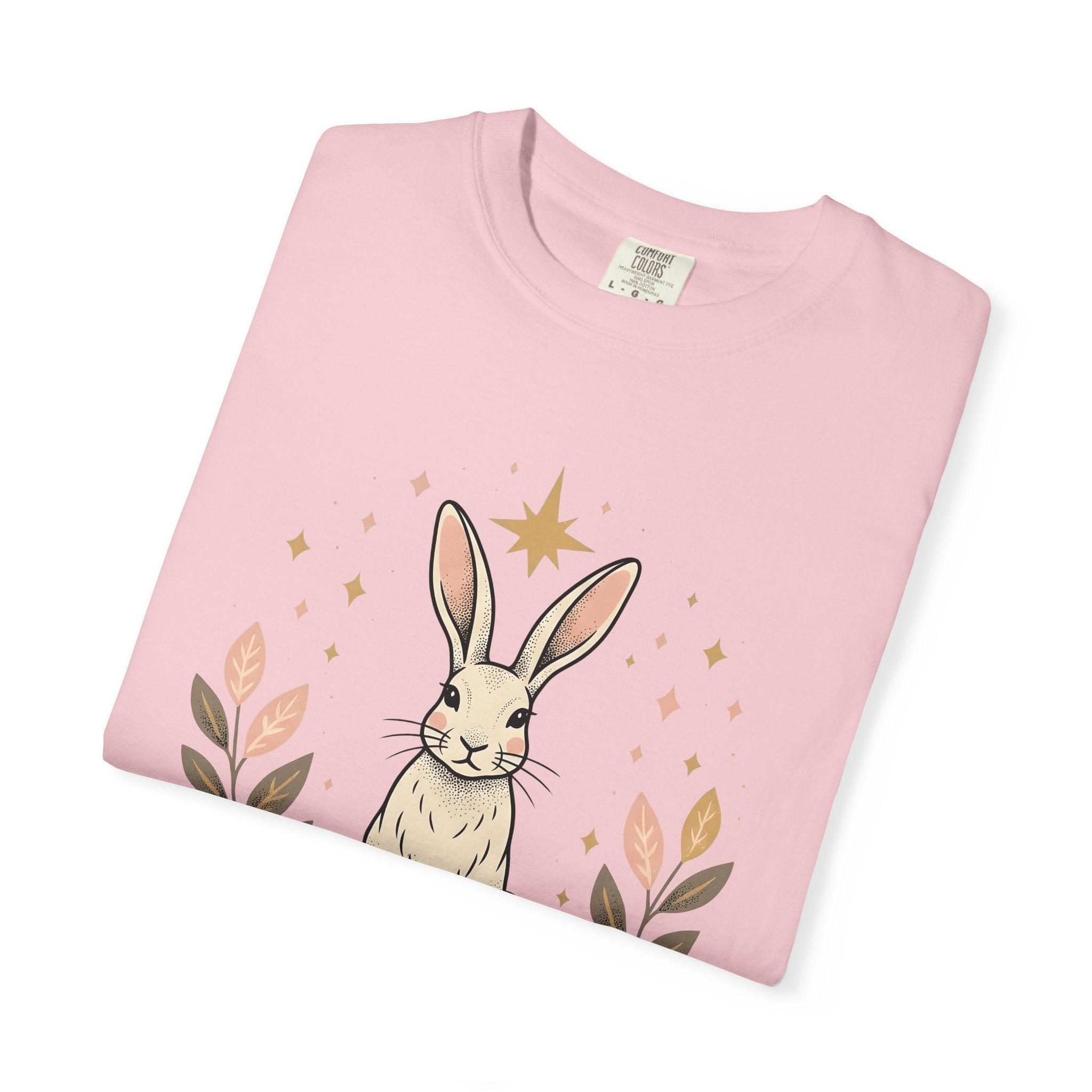 Bunny Art Shirt Animals & Flowers Earth Gift Women Folk Tee Rabbit T-Shirt Floral Fan Naive Tshirt Environmental Graphic Old School Petal