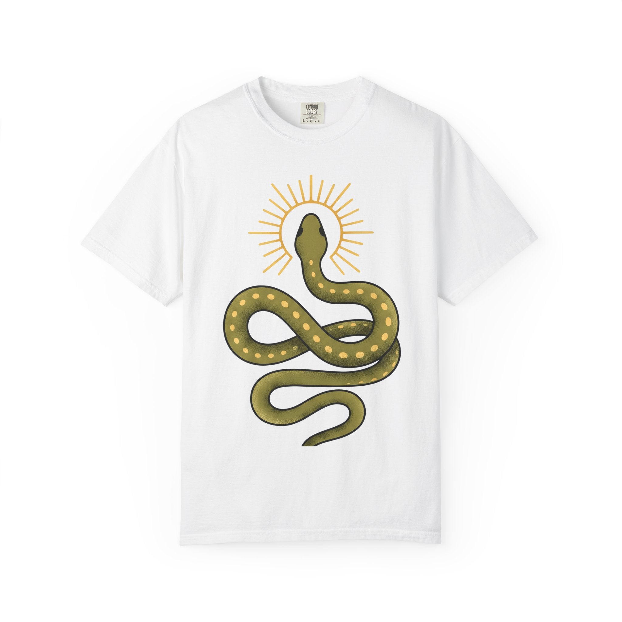 Snake Design Shirt Animal Magical Gift Women Hippie Tee Serpent T-Shirt Animal Fan Boho Tshirt Mystical Graphic Simple Rays Tshirt