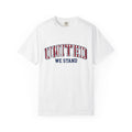 Patriotic Varsity Text Shirt America Holiday Gift Women Bold Tee Lettering T-Shirt American Fan Typography Tshirt Celebration Graphic